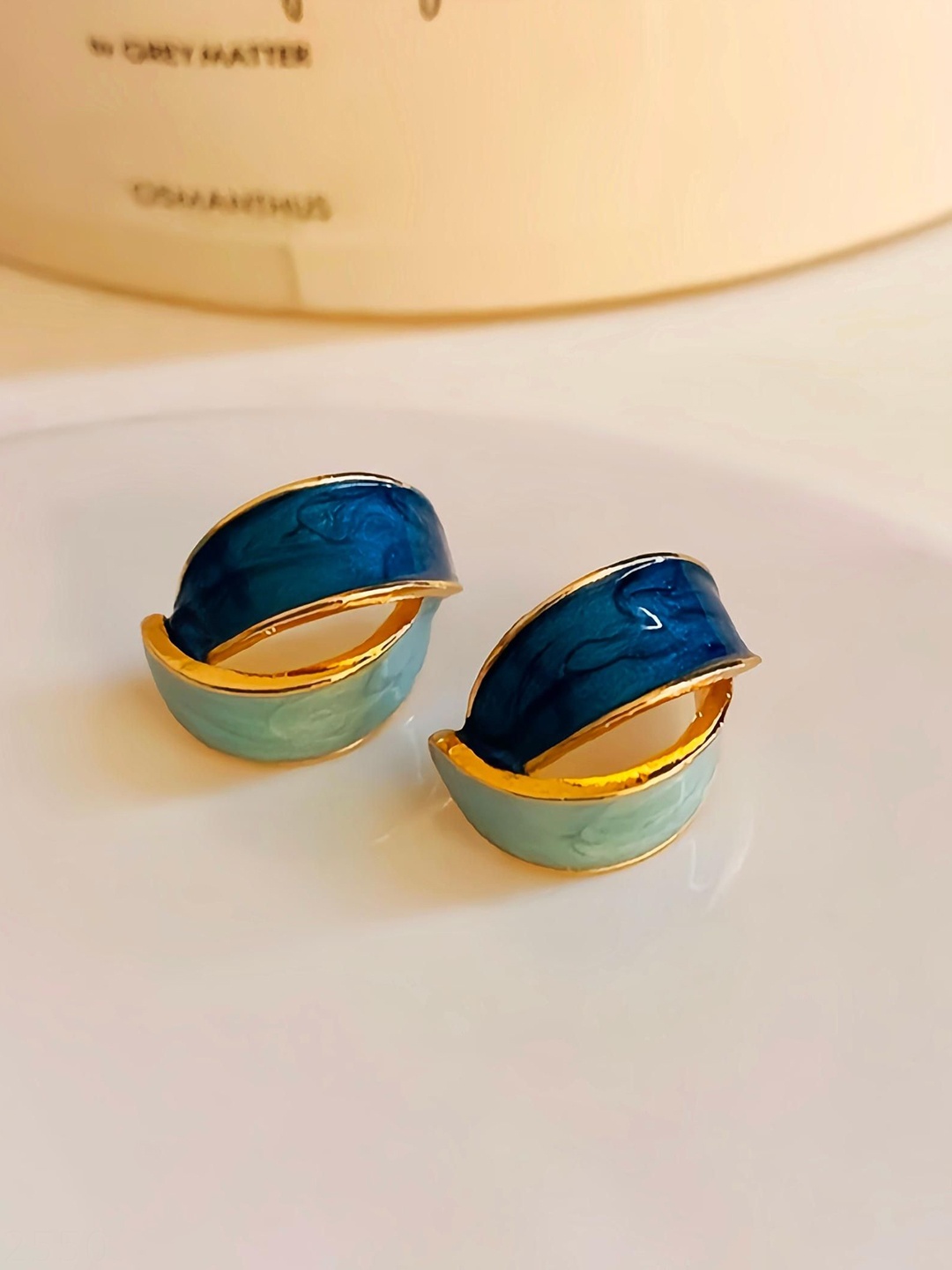 

kazare Enamelled Contemporary Shaped Studs, Gold