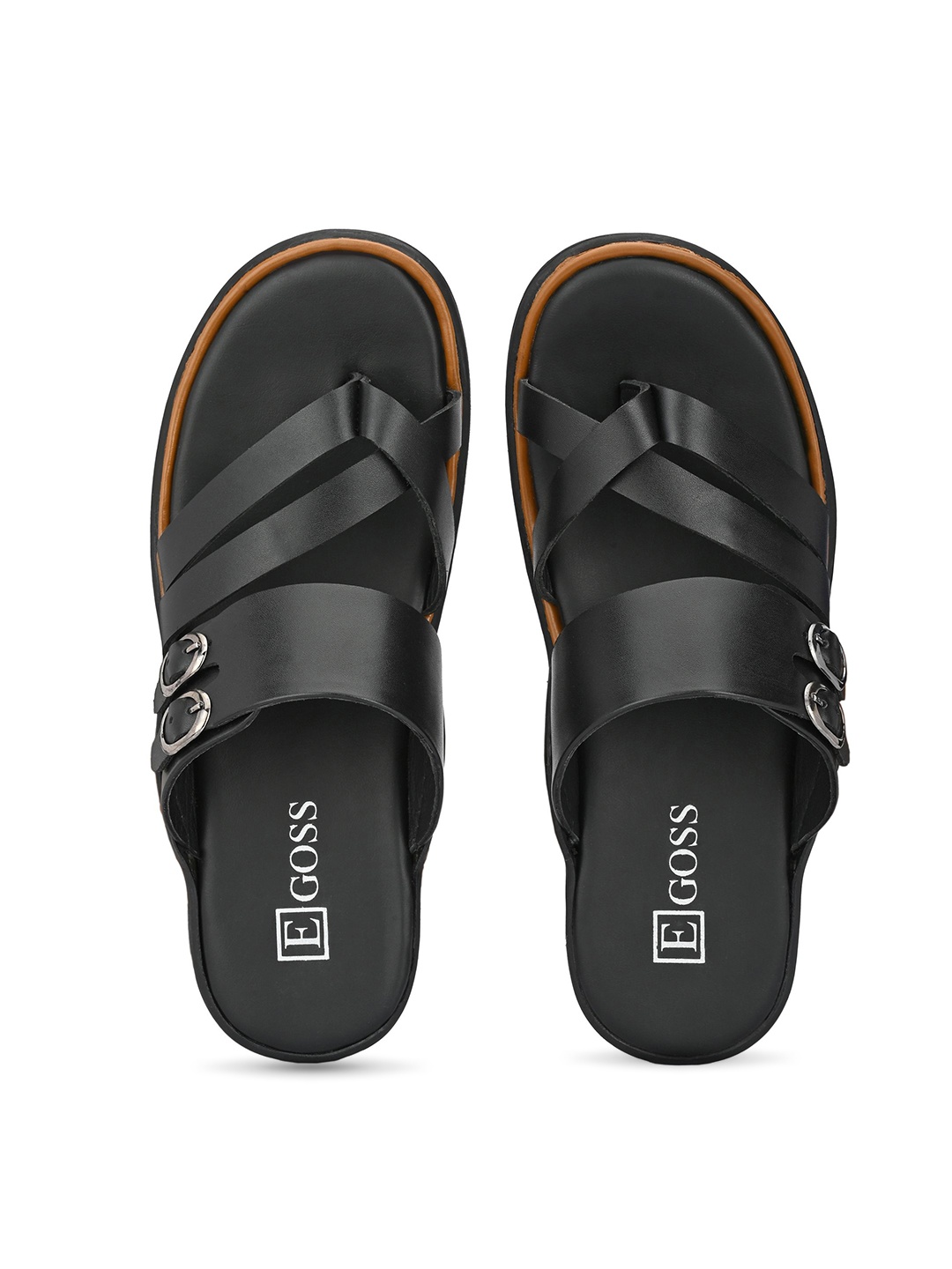 

Egoss Men Genuine Leather Comfort Sandals, Black