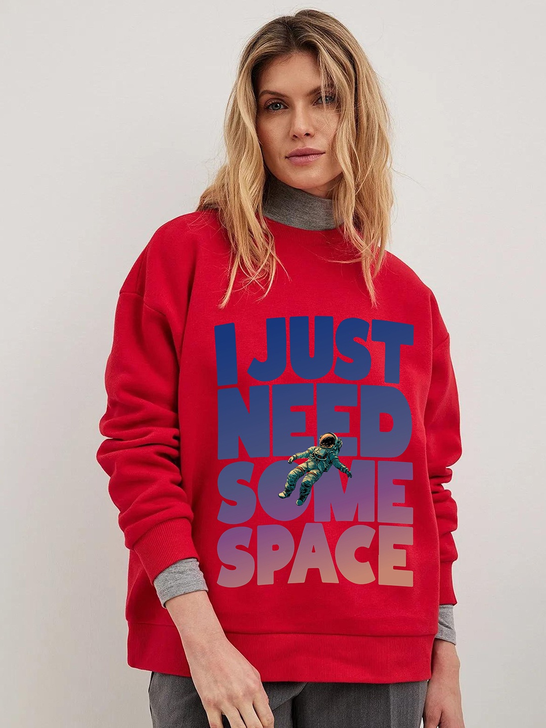 

RAYACLOSET Women Printed Sweatshirt, Red