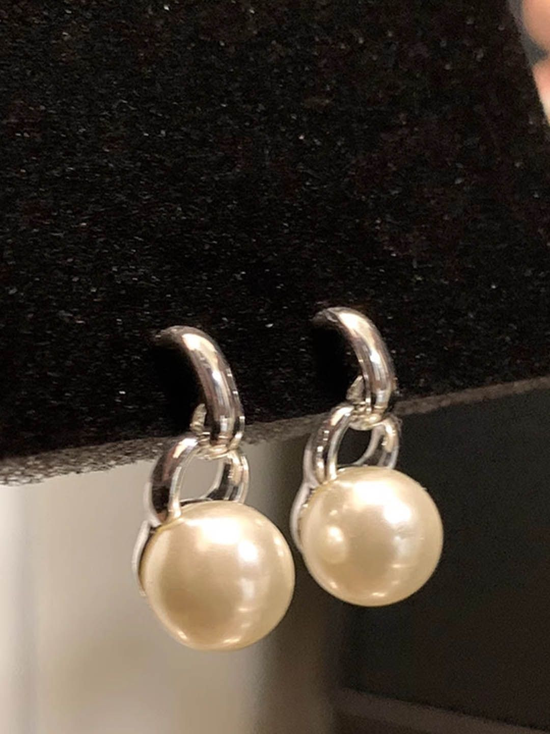

StyleCast Contemporary Shaped Pearls Drop Earrings, Silver