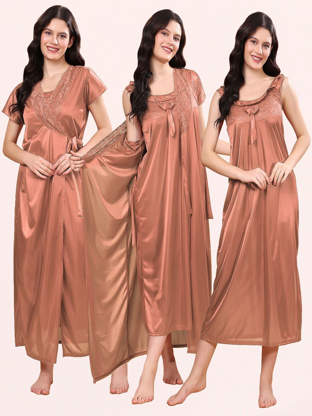 

CHUI MUI Women Pack of 2 Sleeveless Maxi Nightdress, Rust