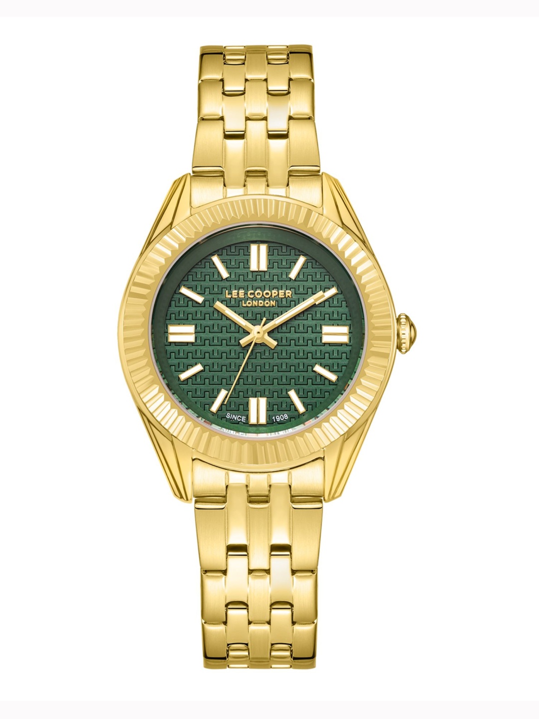 

Lee Cooper Women Brass Dial & Stainless Steel Bracelet Style Straps Analogue Watch LC08038.170, Green