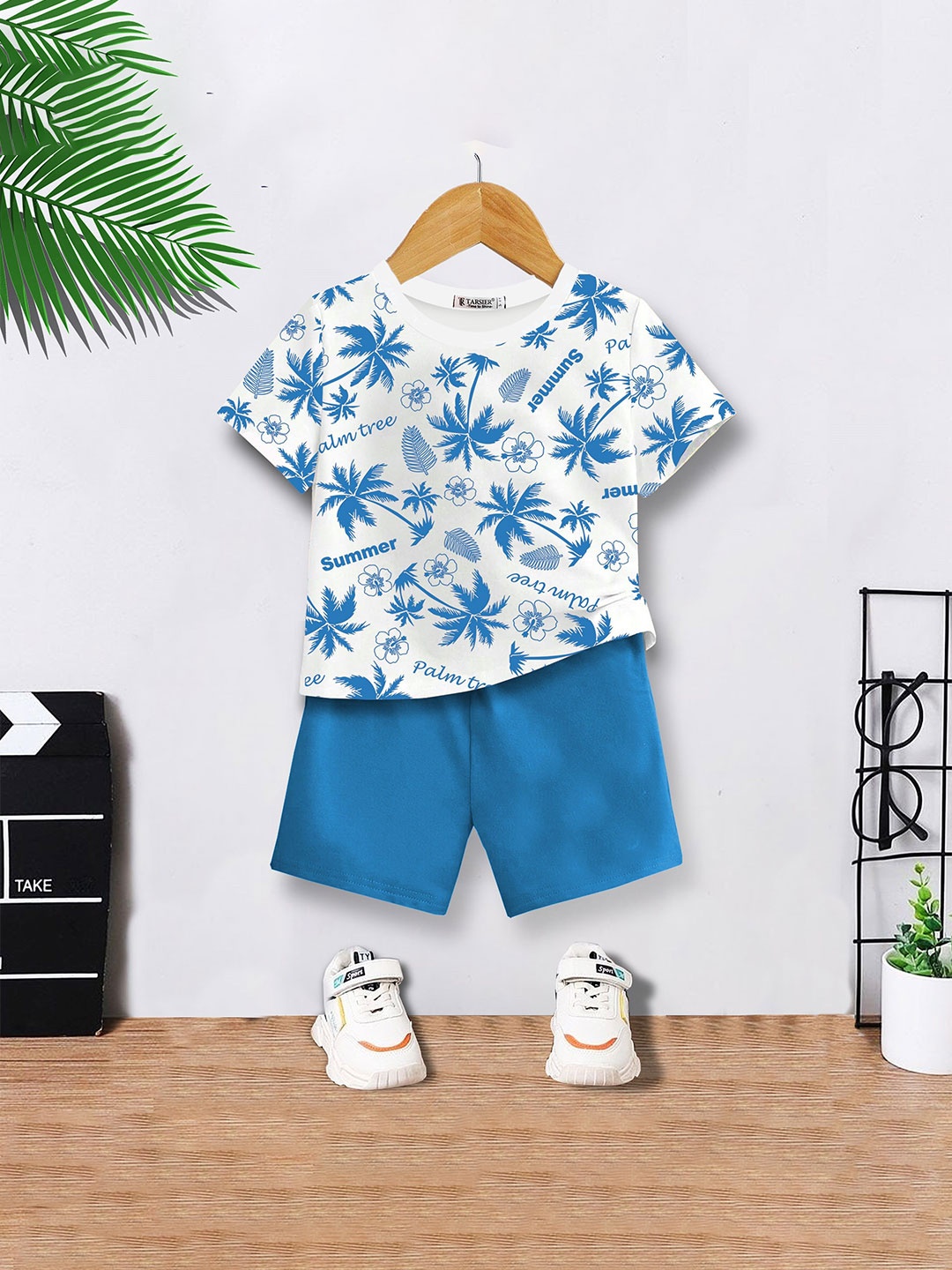 

BAESD Kids Printed Pure Cotton T-Shirt With Shorts, Blue