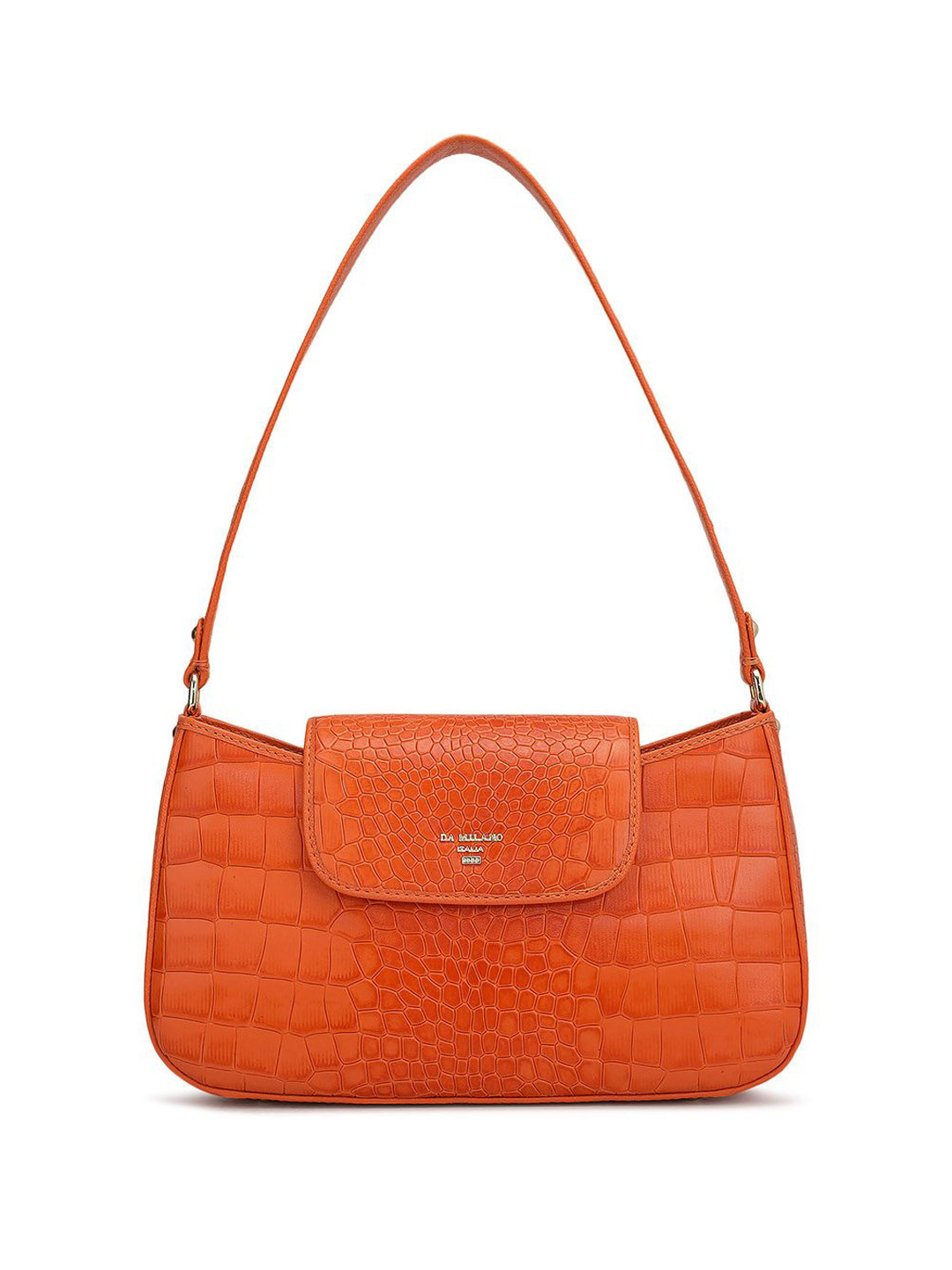 

Da Milano Women Textured Leather Shoulder Bag, Orange