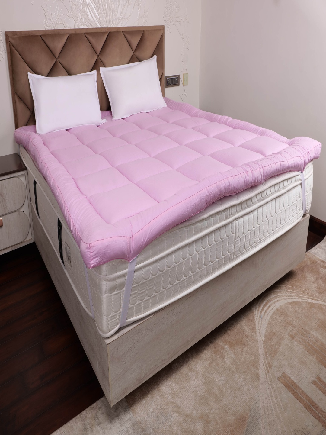 

AJISH Pink Pure Cotton Breathable Mattress Protector
