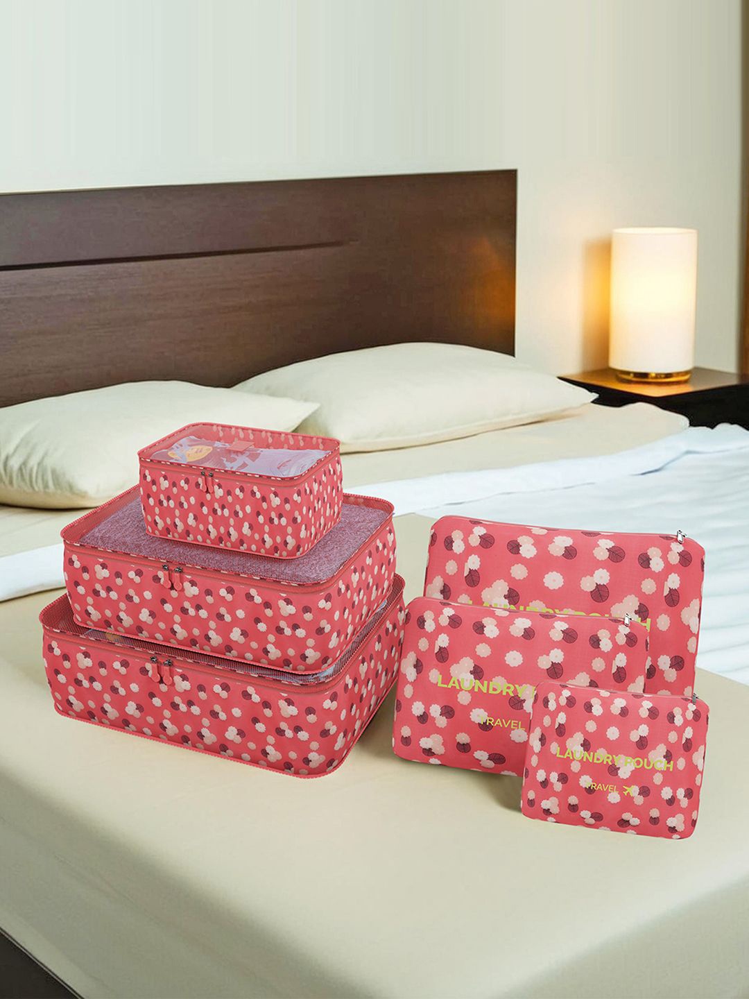 

Kuber Industries Unisex Pcs 12 Floral Printed Foldable Organisers, Red