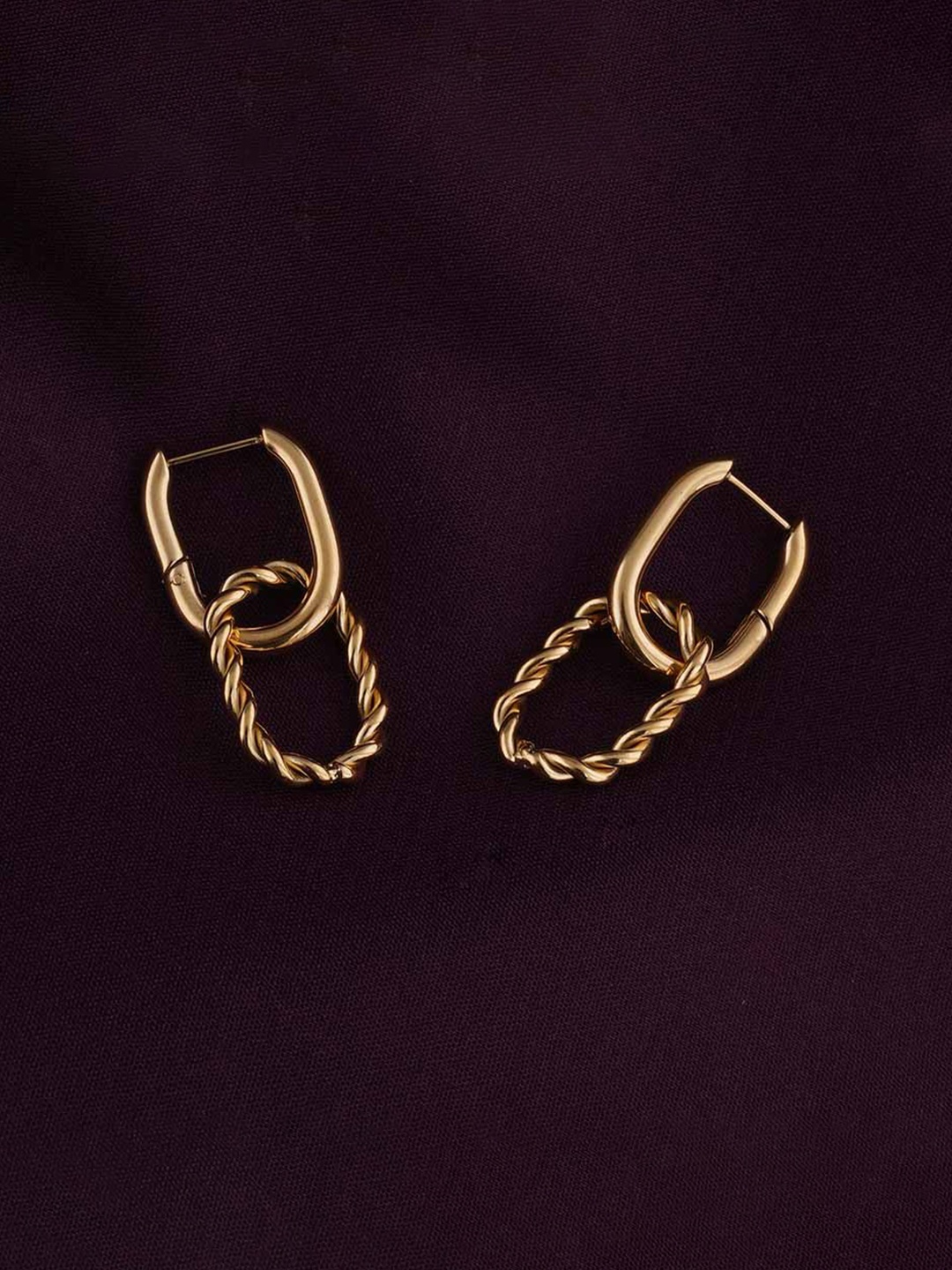 

PALMONAS18KT Gold Plated Stainless Steel Double Ring Shaped Hoop Earrings