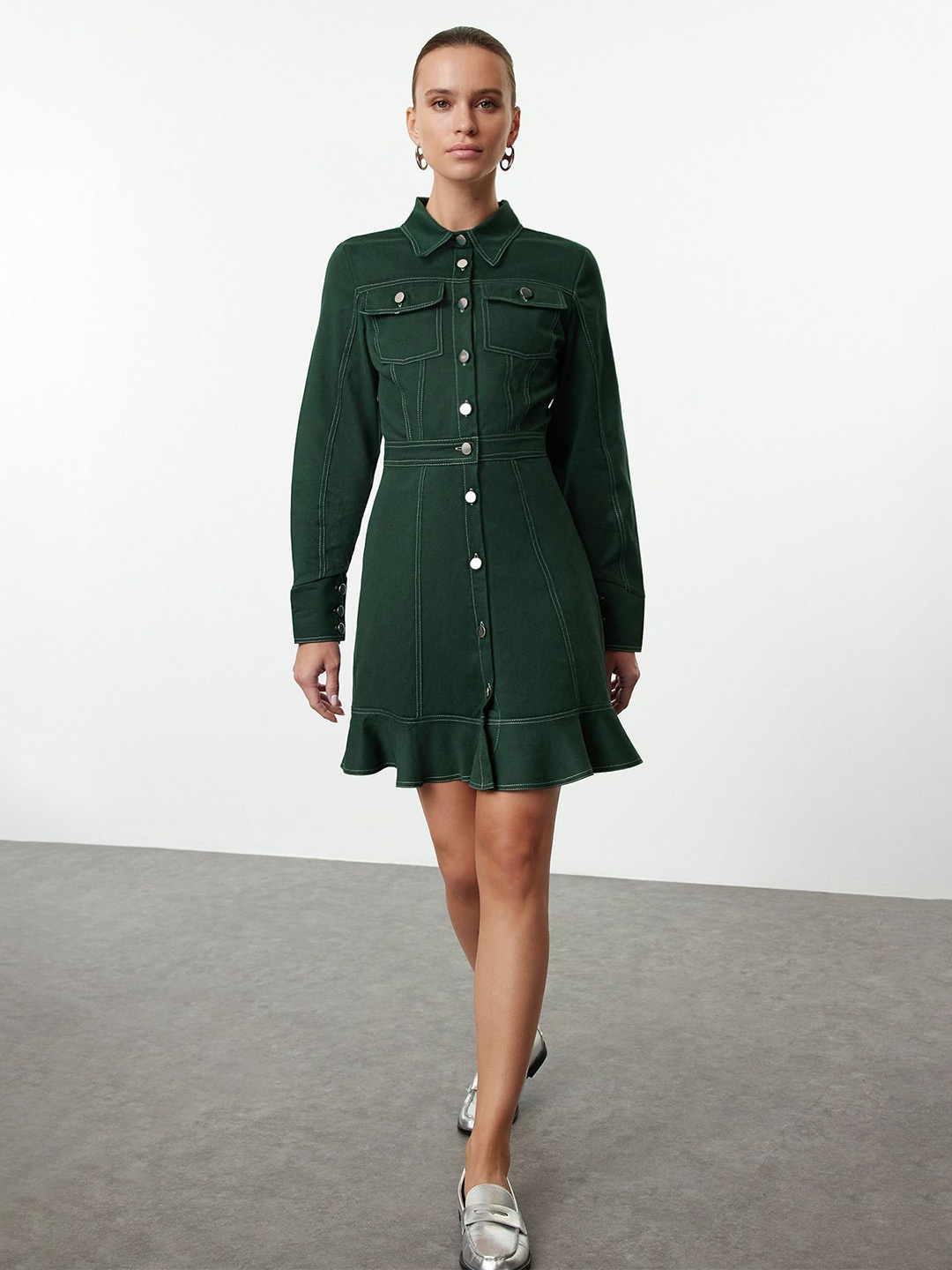 

Trendyol Pocket Detailing Shirt Dress, Green