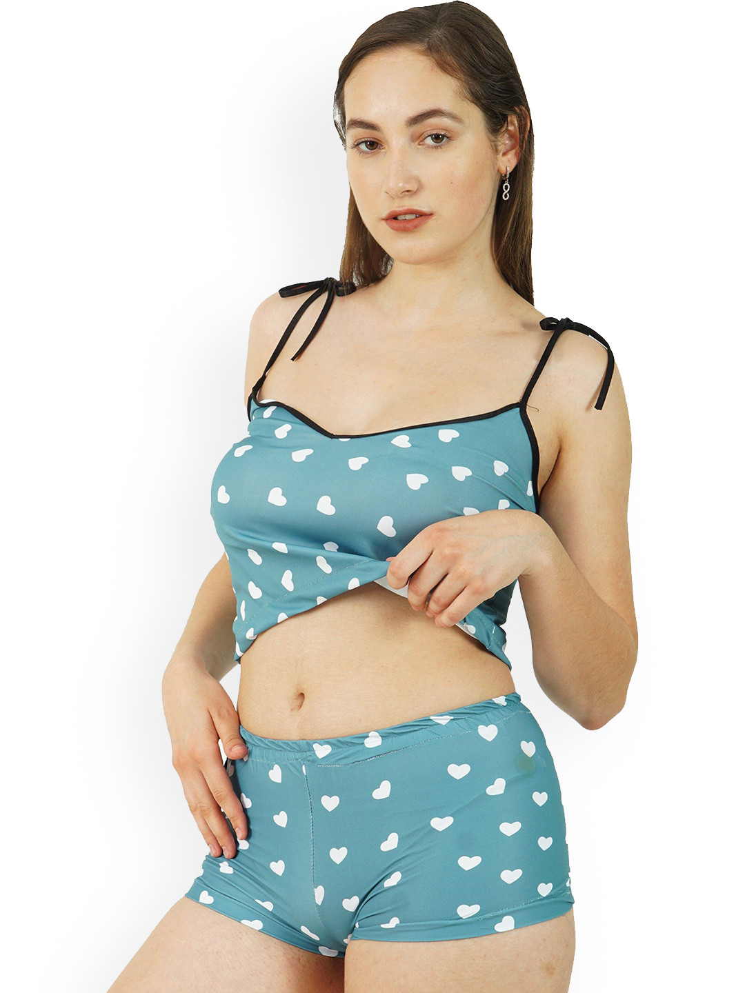 

SSoShHub Printed Top & Shorts Night Suits, Green