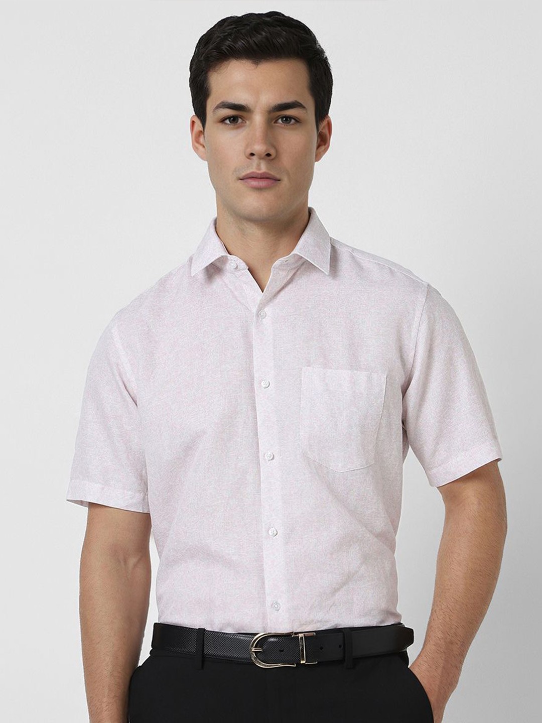 

Van Heusen Men Spread Collar Floral Printed Linen Formal Shirt, White