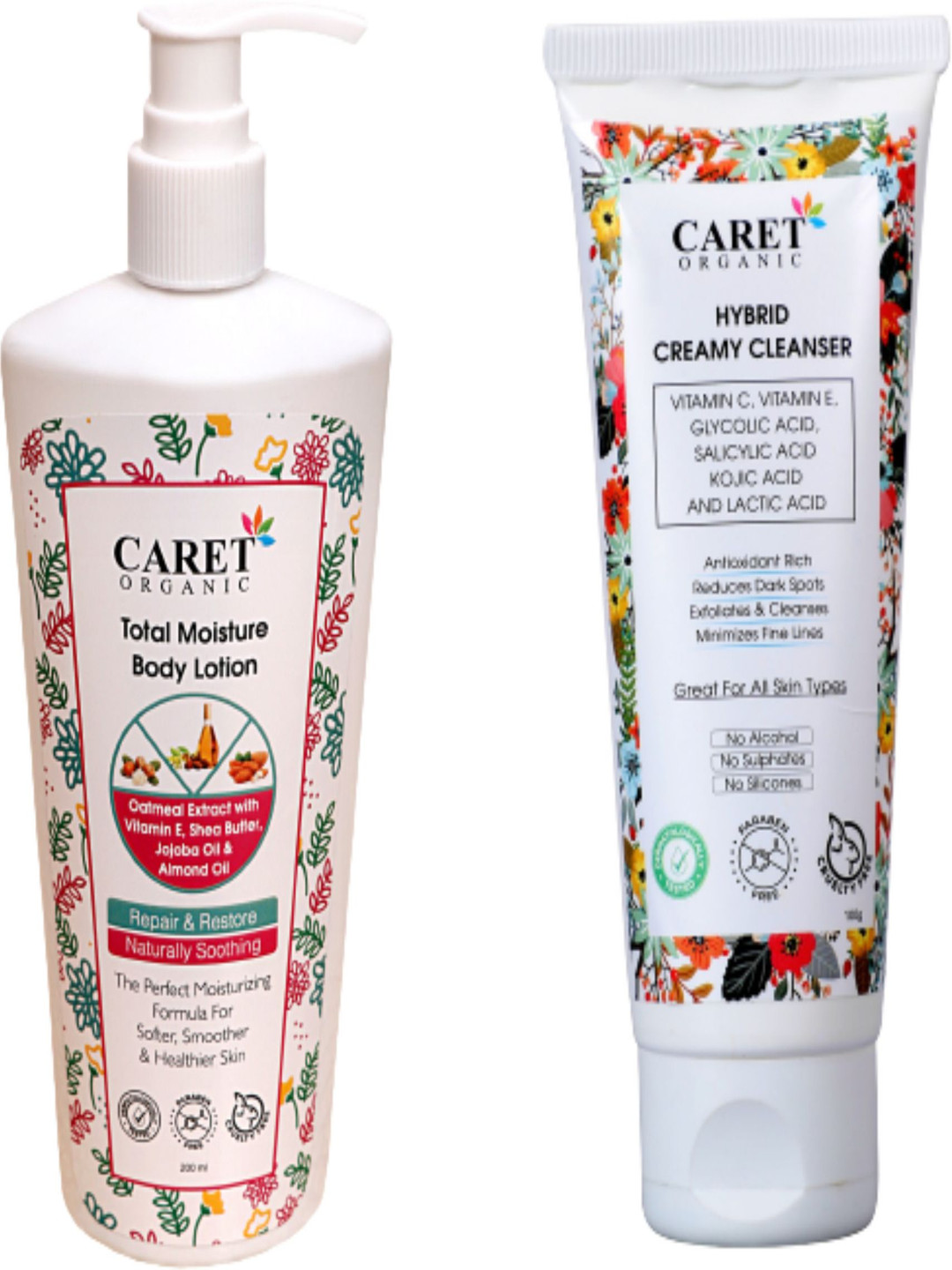 

CARET ORGANIC Set Of 2 Hybrid Creamy Cleanser- 100 ml & Total Moisturising Lotion- 200 ml, White