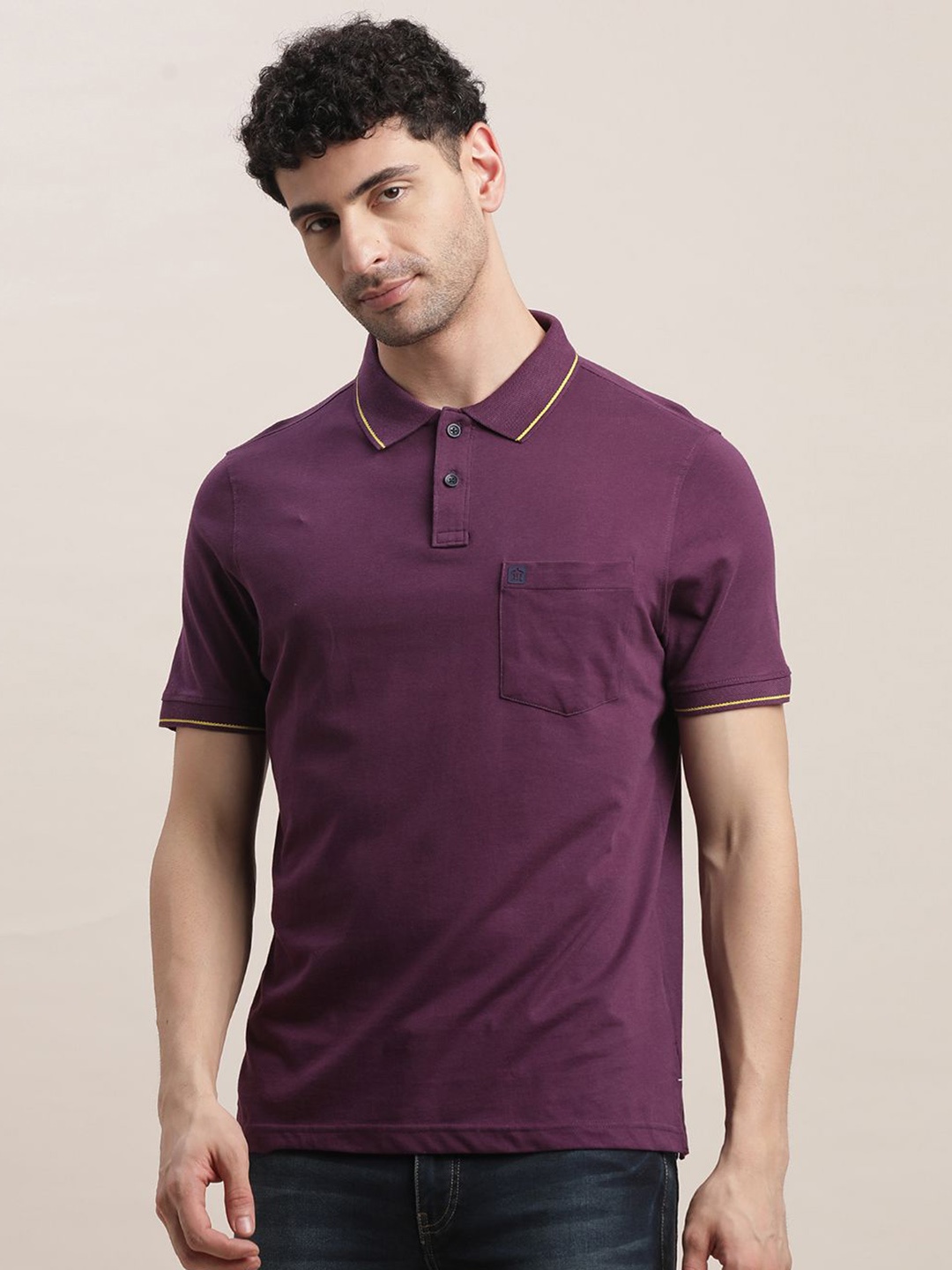 

Turtle Men Solid Polo Collar Pure Cotton Slim Fit T-shirt, Burgundy