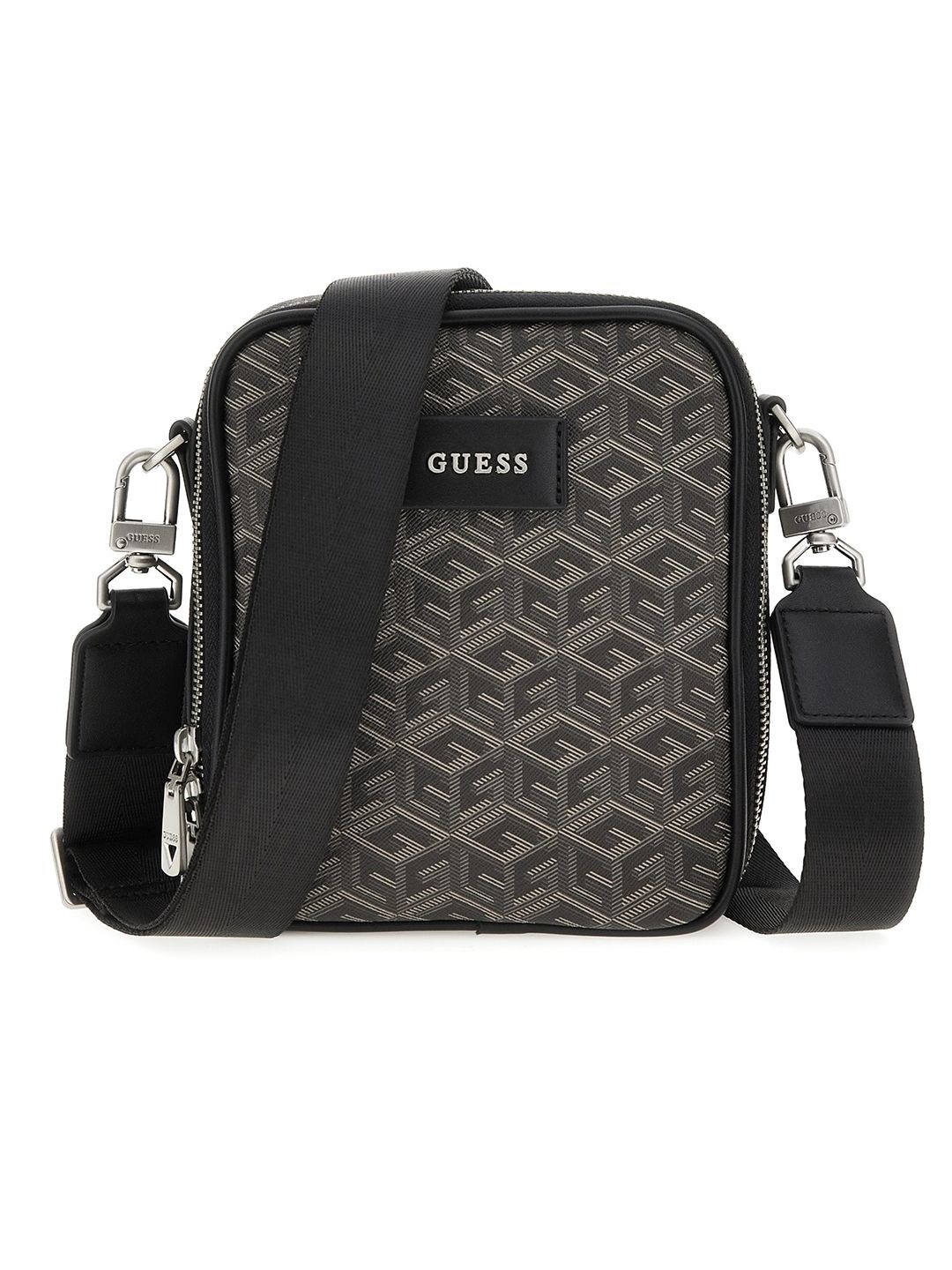 

GUESS Men Geometric Printed Crossbody Sling Bag, Grey