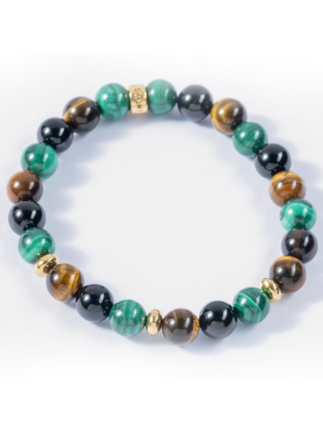 

Stone Story By Shruti Men 925 Sterling Silver Gold-Plated Tourmaline Elasticated Bracelet