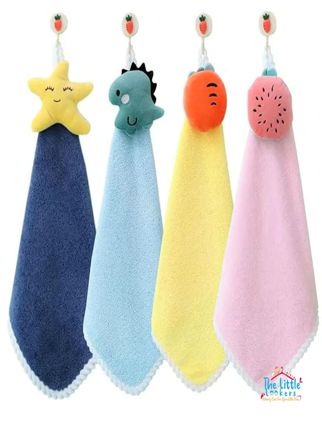 

The Little Lookers Kids Pack Of 4 Solid Microfiber Hand Towels, Blue