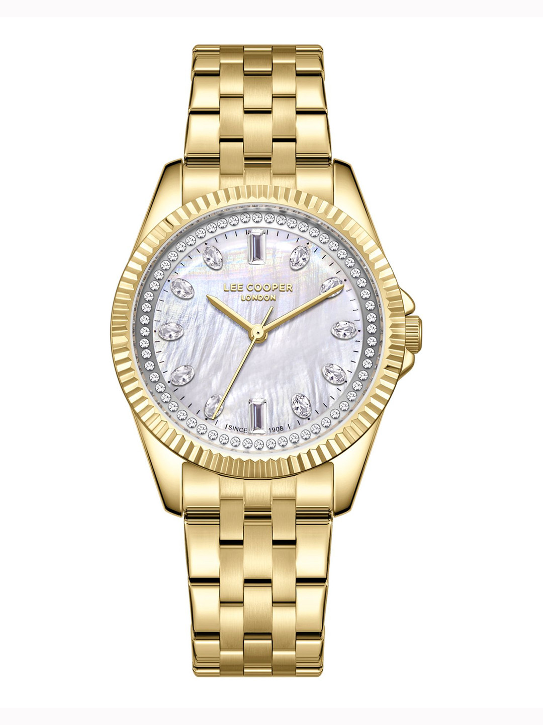 

Lee Cooper Women Brass Dial & Stainless Steel Bracelet Style Straps Analogue Watch LC08033.120, White