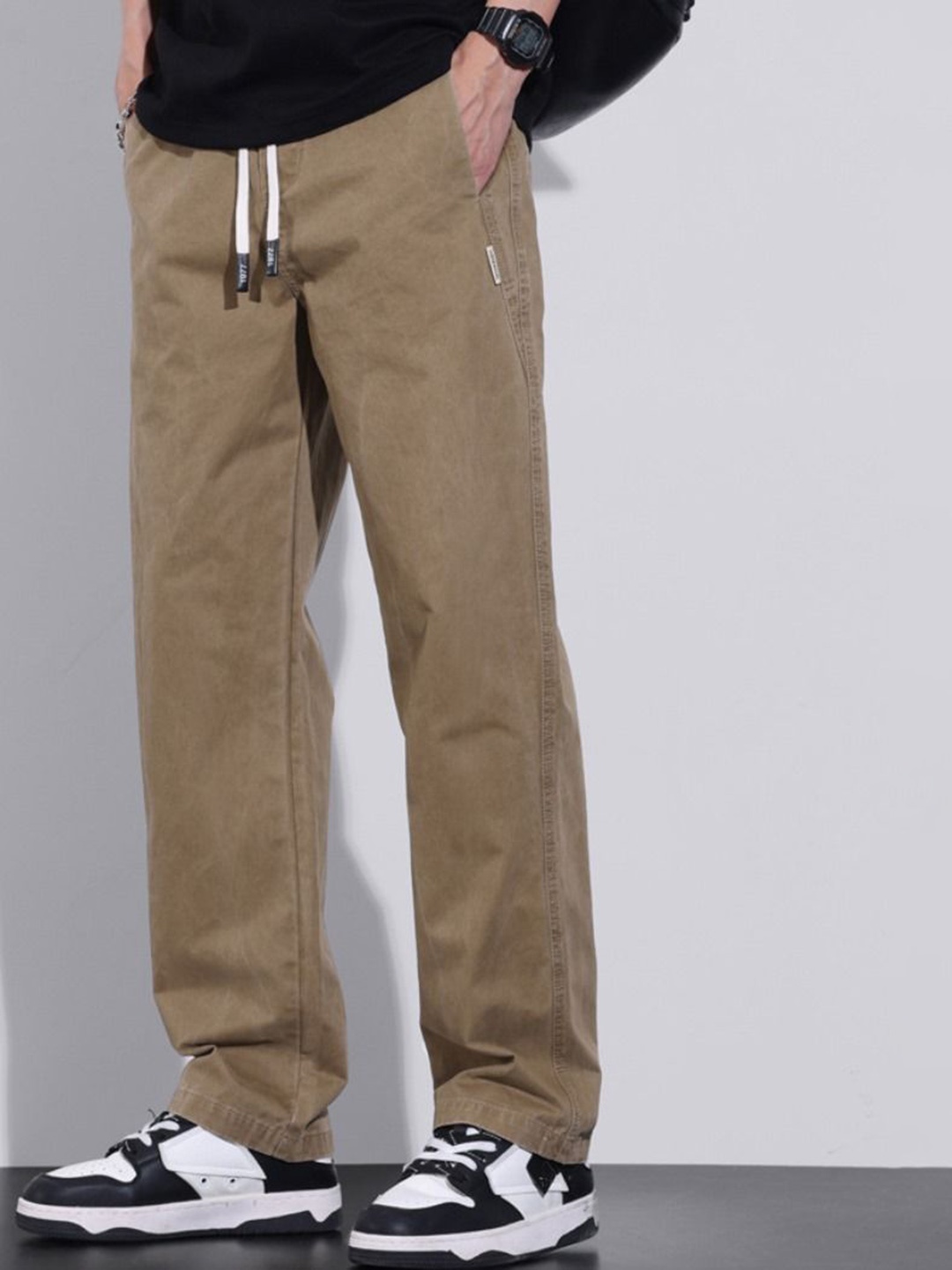 

StyleCast Men Straight Fit Trousers, Khaki