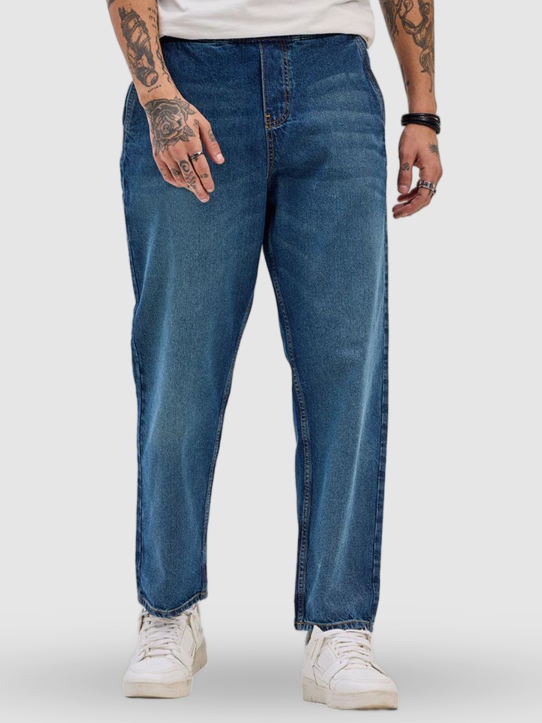 

Snitch Men Comfort Relaxed Fit Heavy Fade Stretchable Jeans, Blue