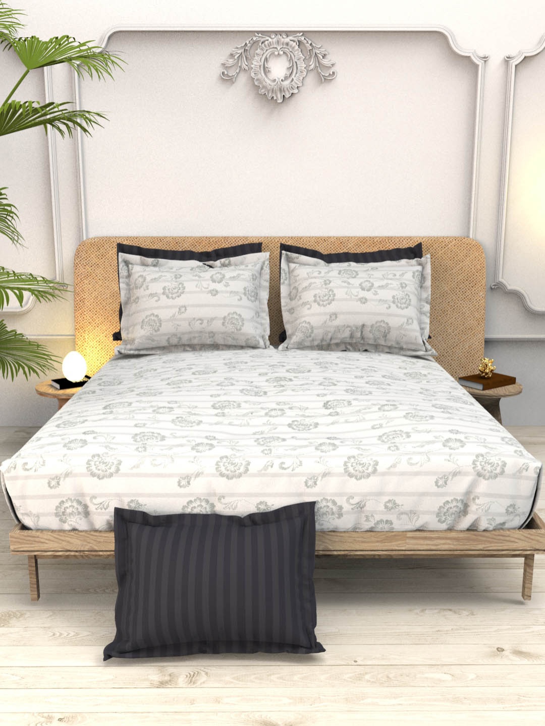 

THE WHITE MOSS Christe Pure Cotton 220 TC Flat King Bedsheet With 2 Pillow Covers