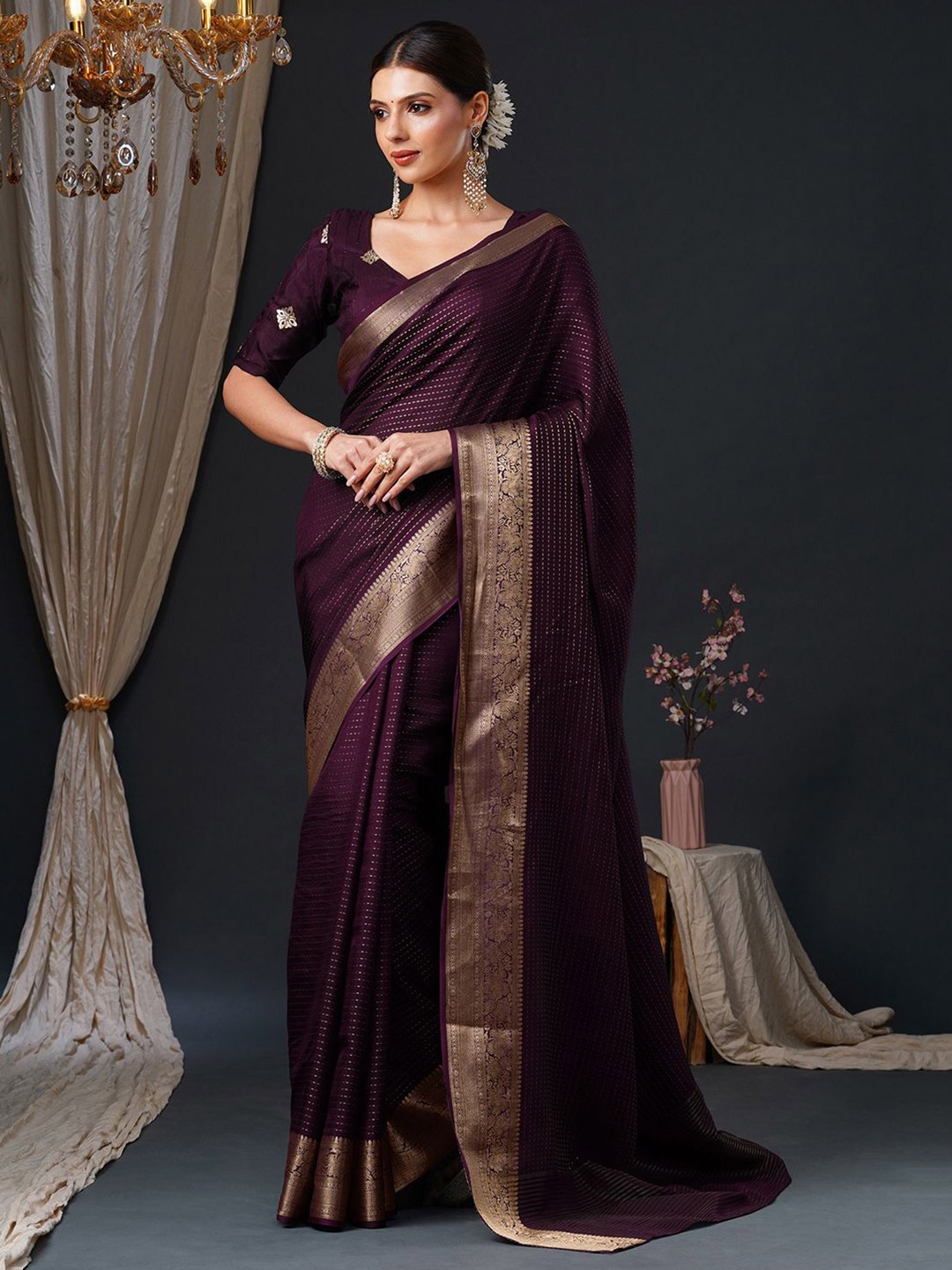 

Anouk Woven Design Zari Banarasi Saree, Purple