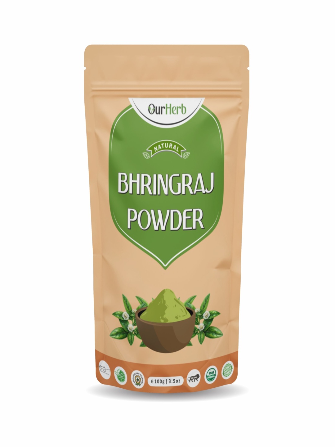 

OurHerb Bhringraj Powder For Hair Care - 100 g, Green