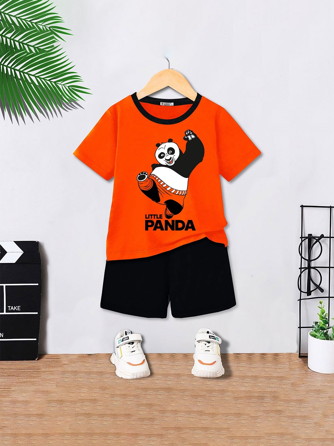 

BAESD Kids Printed Pure Cotton T-Shirt With Shorts, Orange