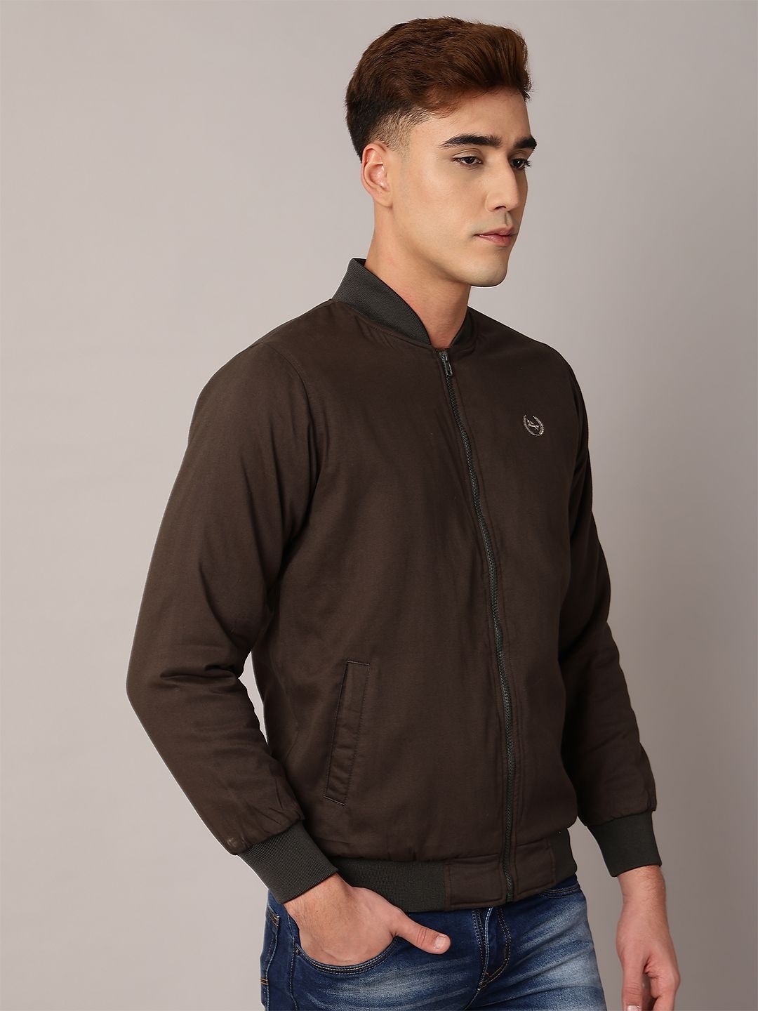 

TQS Men Windcheater Bomber Jacket, Grey