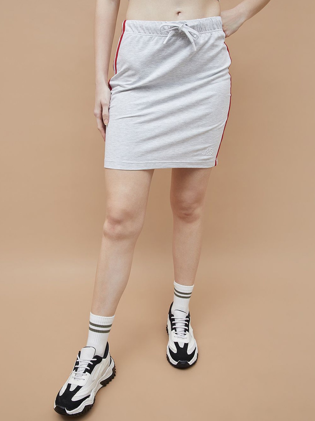 

Kappa Women Striped Cotton Above Knee Skirt, Grey