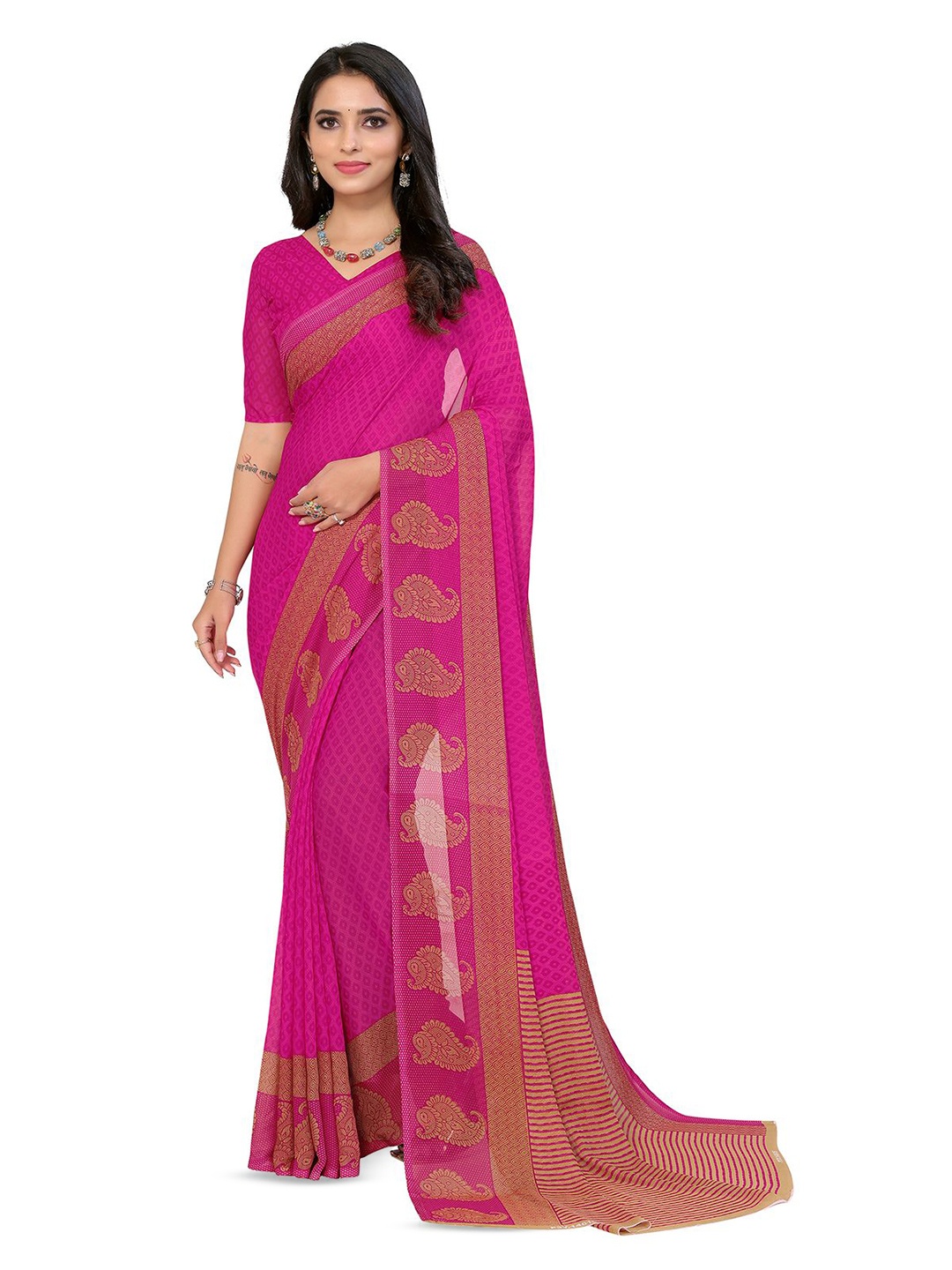 

Moda Rapido Women Ethnic Motifs Printed Saree, Pink