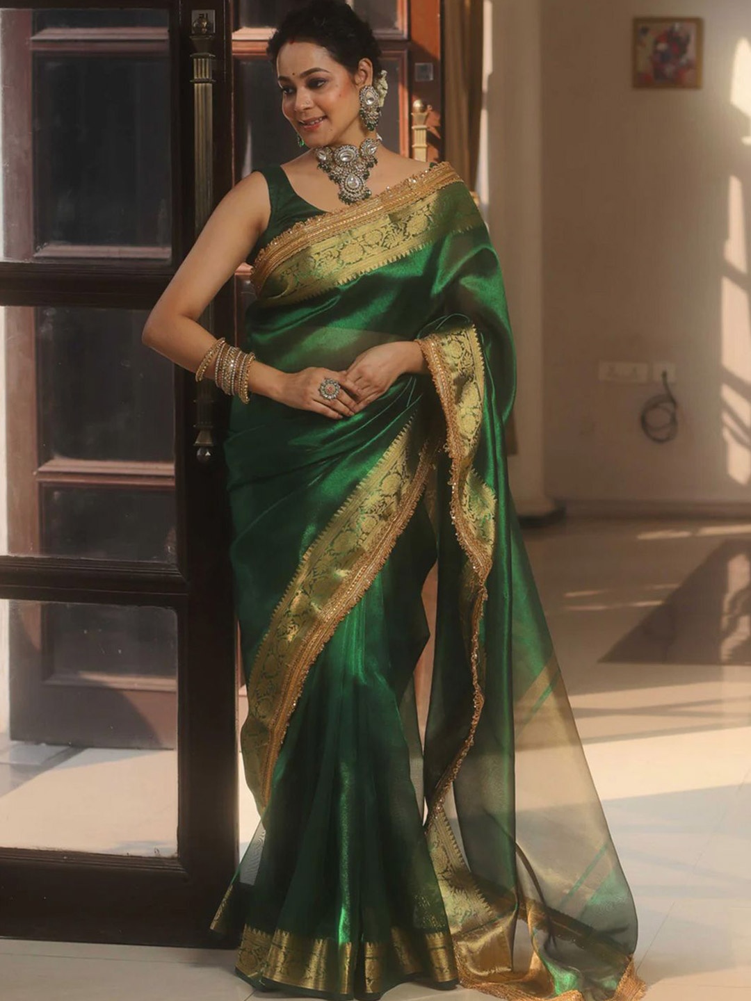 

Saree mall Sarees With Blouse Piece, Green