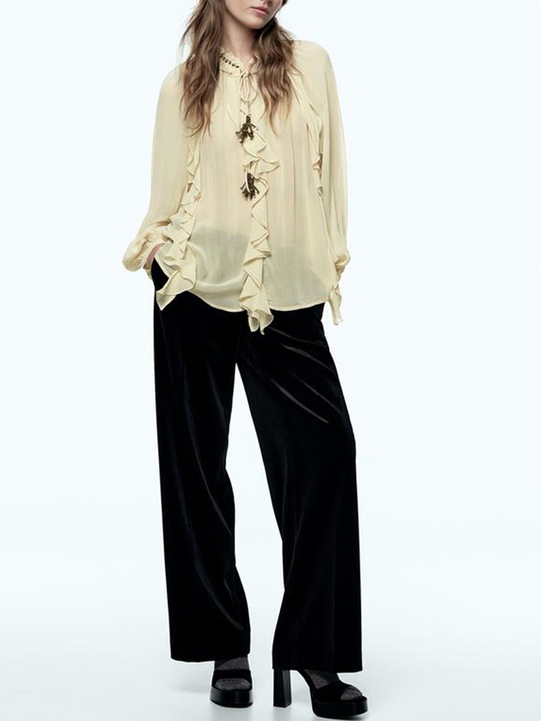 

LULU & SKY Women Shirt Style Top, Beige