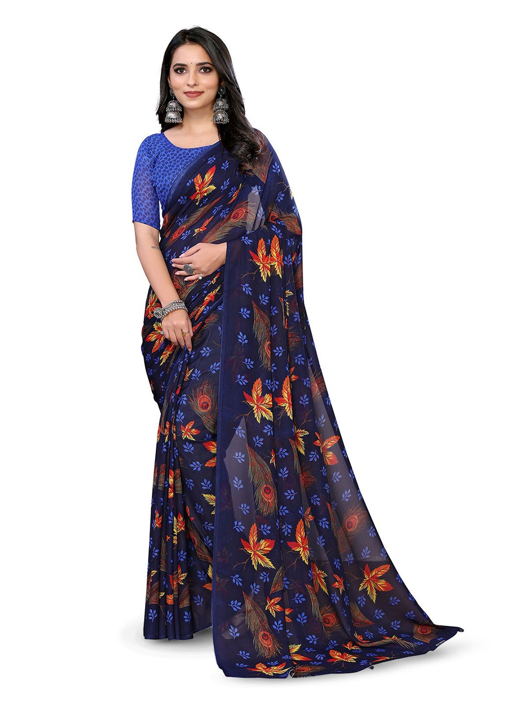 

Moda Rapido Printed Saree, Blue