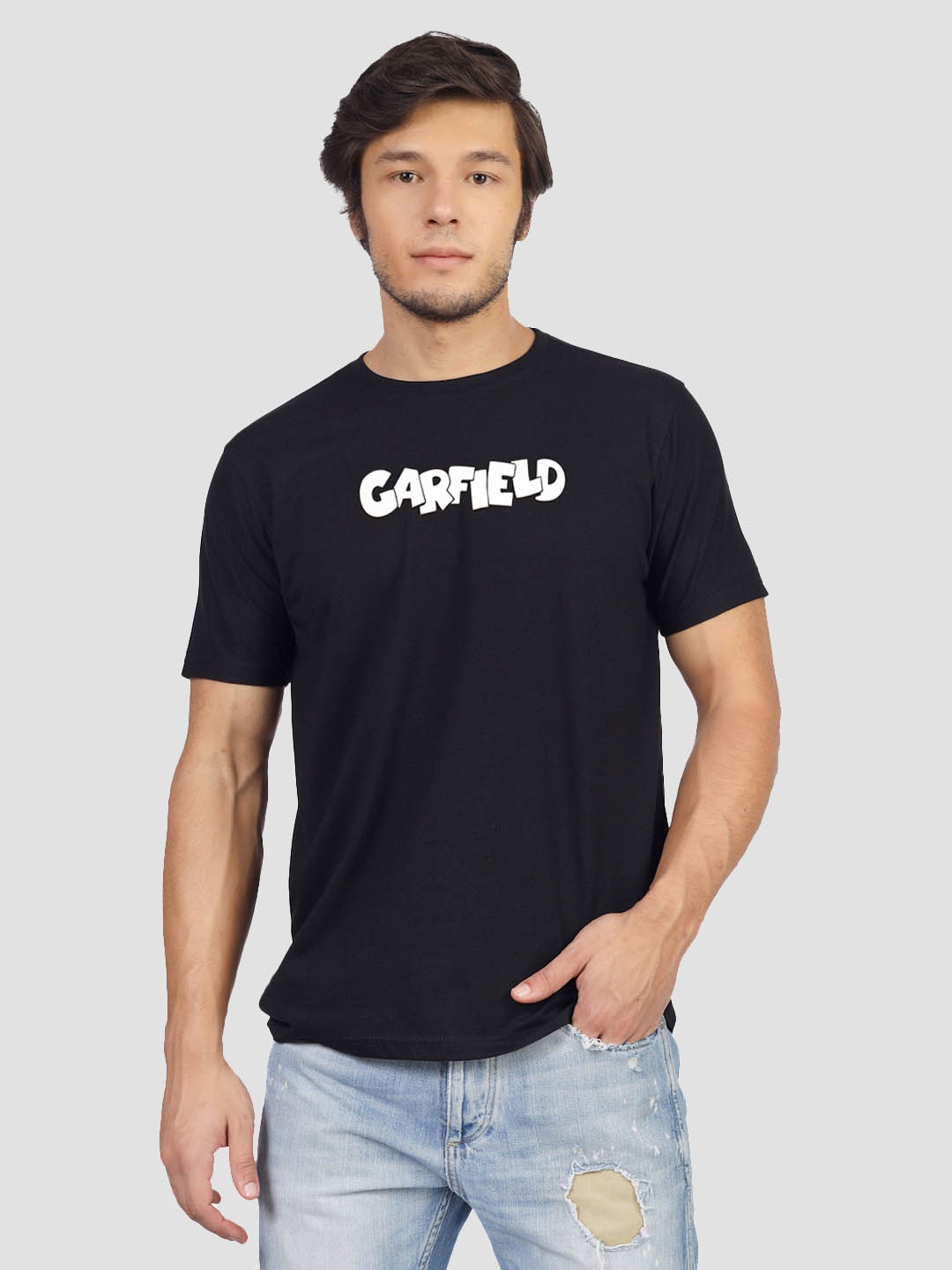 

Greylongg Men Garfield Graphic Printed Round Neck T-shirt, Black