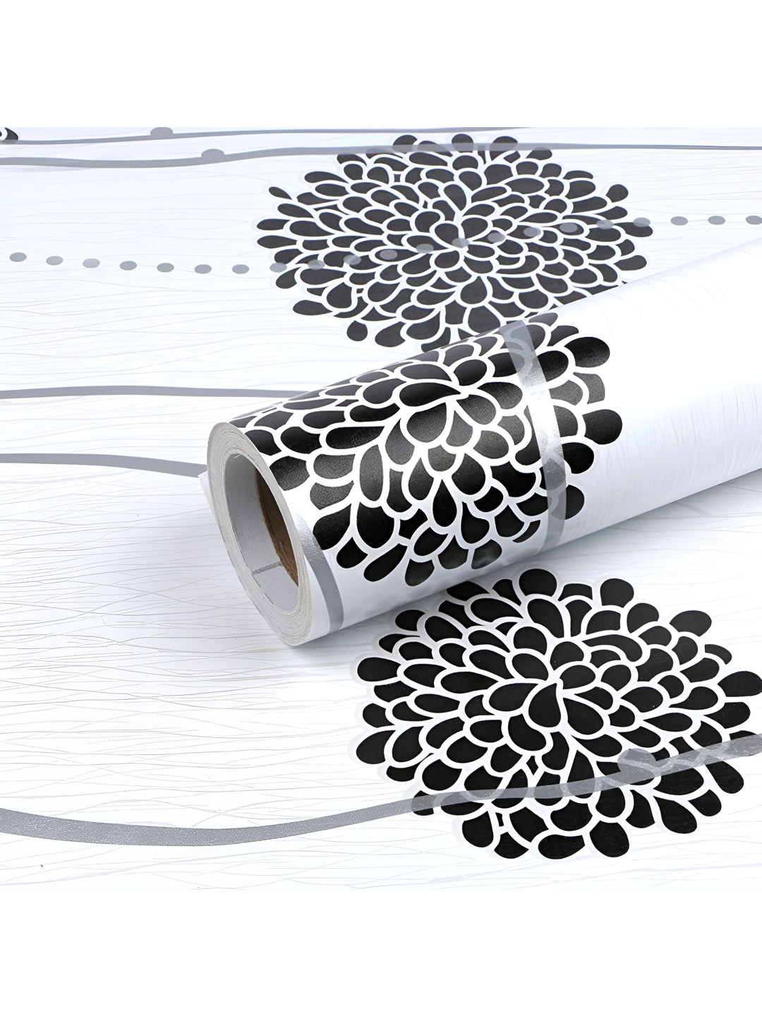 

ANNA CREATIONS White & Black Printed Decorative Wallpaper