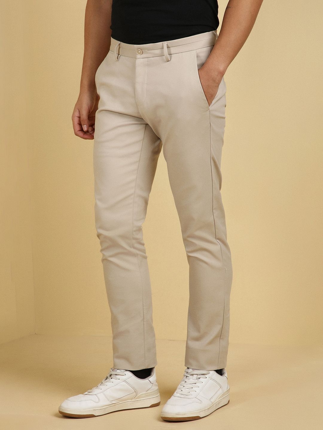 

Allen Solly Men Slim Fit Regular Trousers, Beige