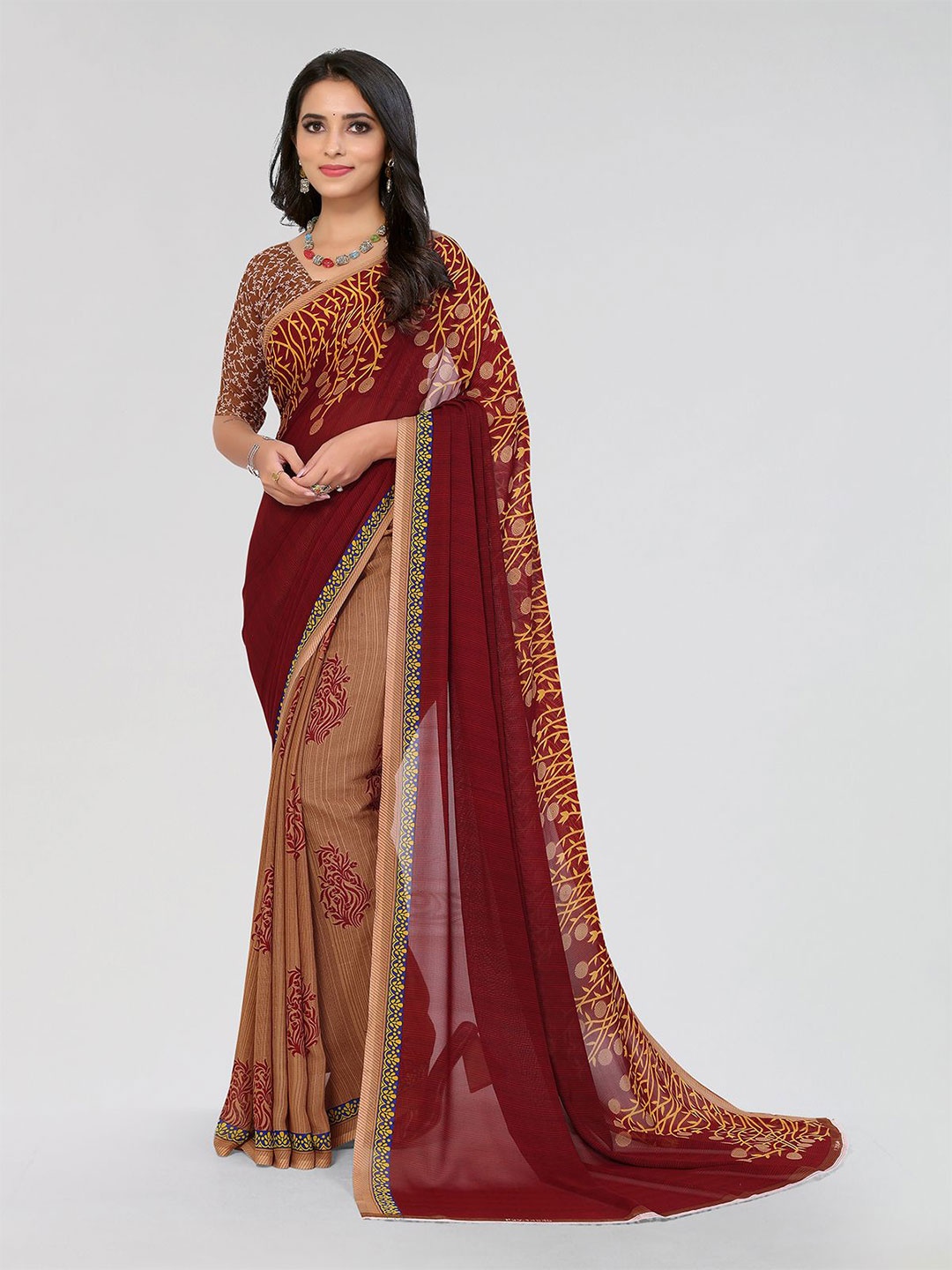 

Moda Rapido Floral Printed Saree, Red