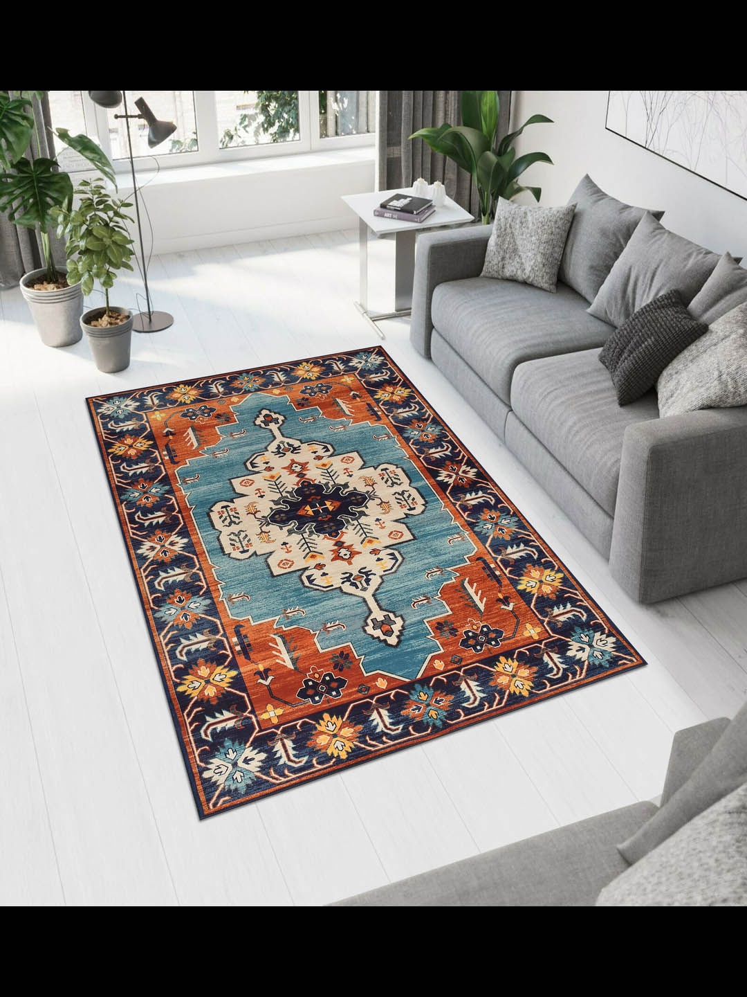 

MAA HOME CONCEPT Red Ethnic Motifs Anti-Skid Woollen Carpet