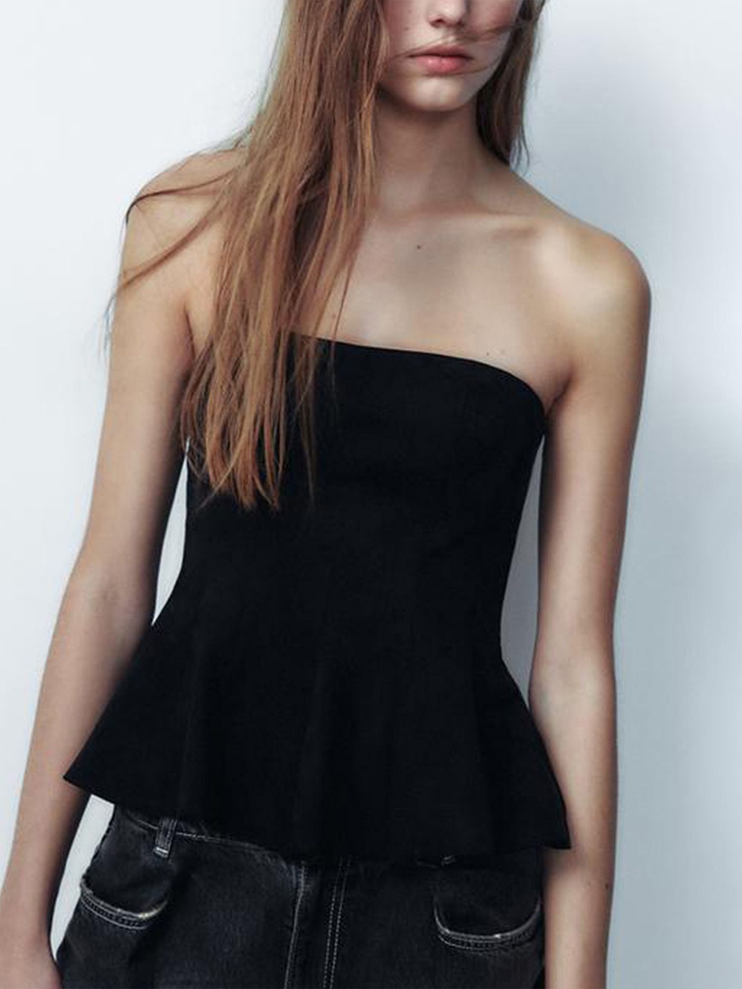 

LULU & SKY Women Tube Crop Top, Black