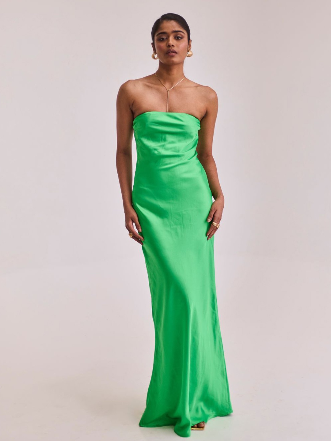 

Urban Suburban Women Satin Maxi Dress, Green