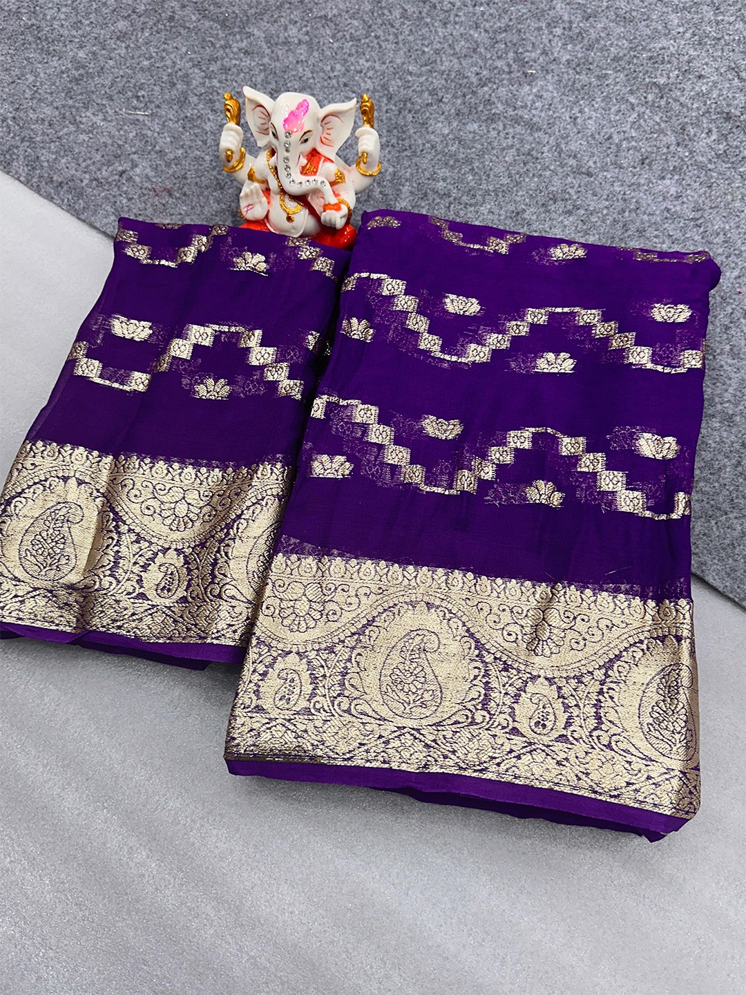 

PAYAL CREATION Ethnic Motifs Zari Pure Georgette Saree, Blue