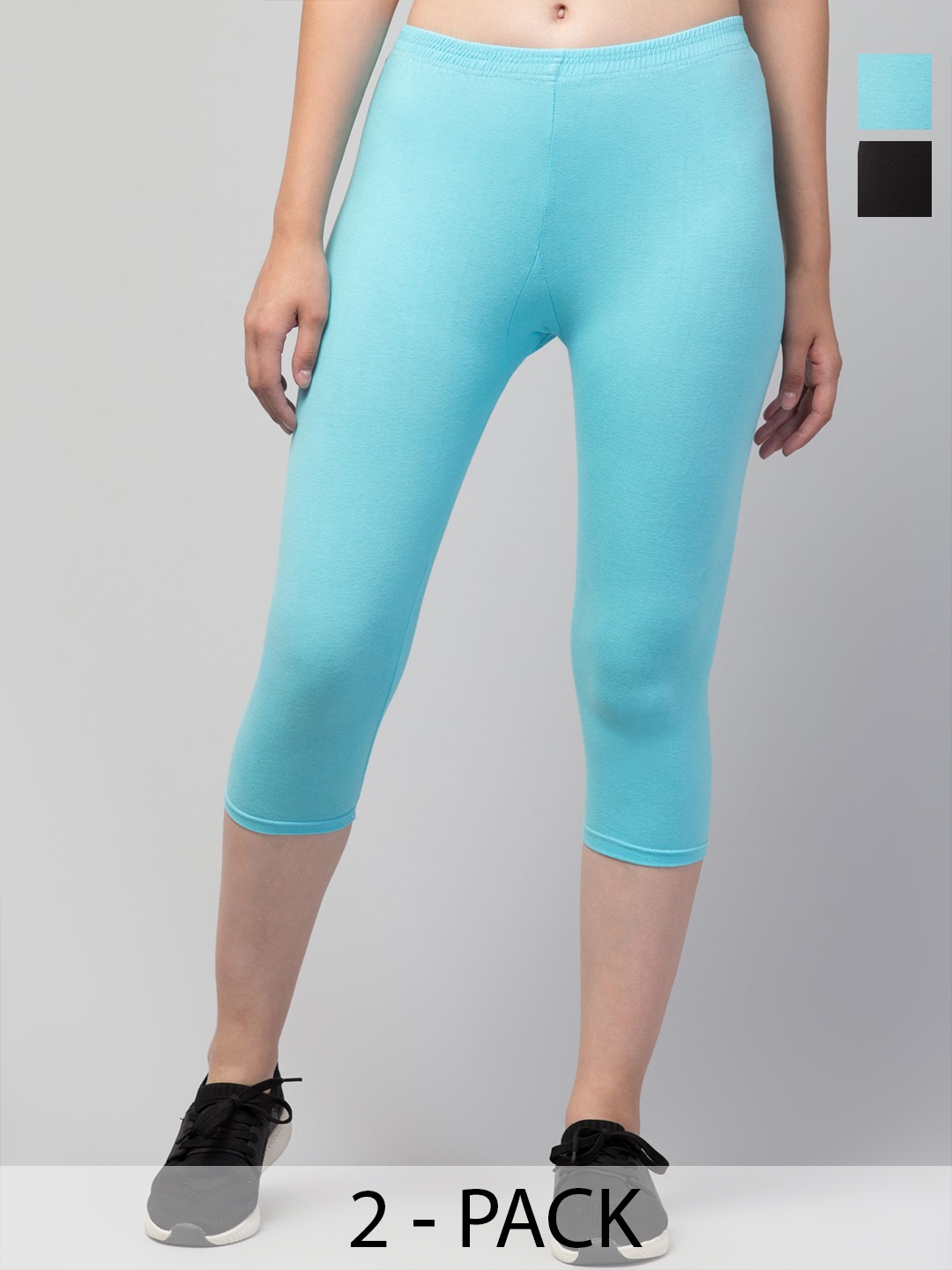 

CKARFE Pack of 2 Women Cotton Skinny Fit Tights, Turquoise blue