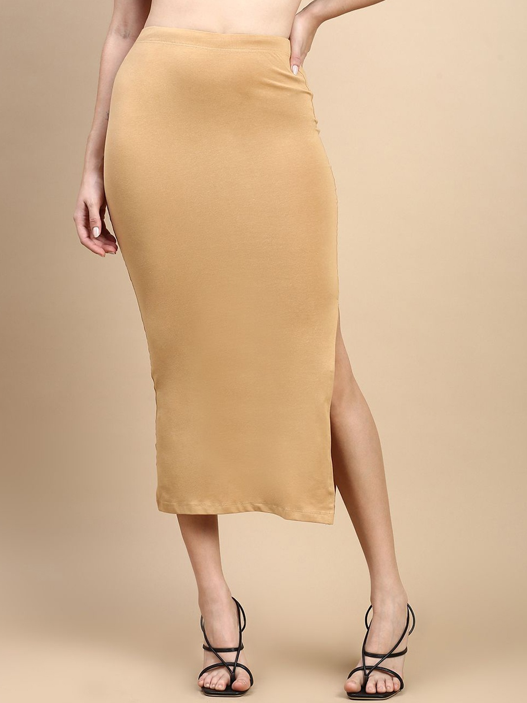 

Kryptic Women Cotton High Rise Saree Shapewear, Beige