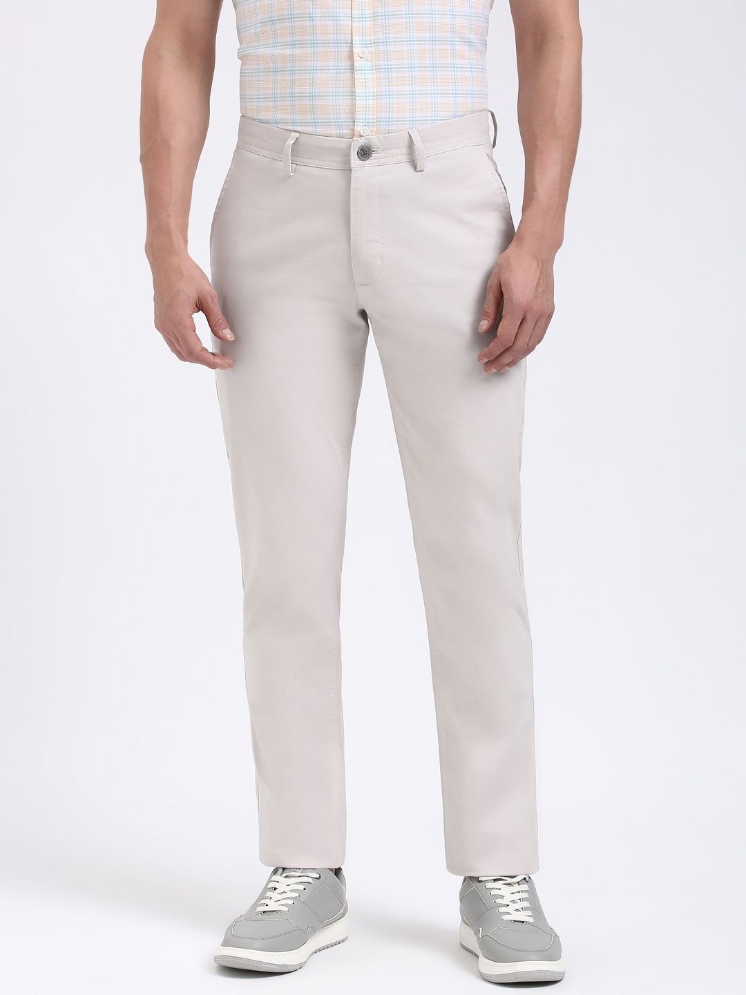 

Peter England Casuals Men Slim Fit Trousers, Grey
