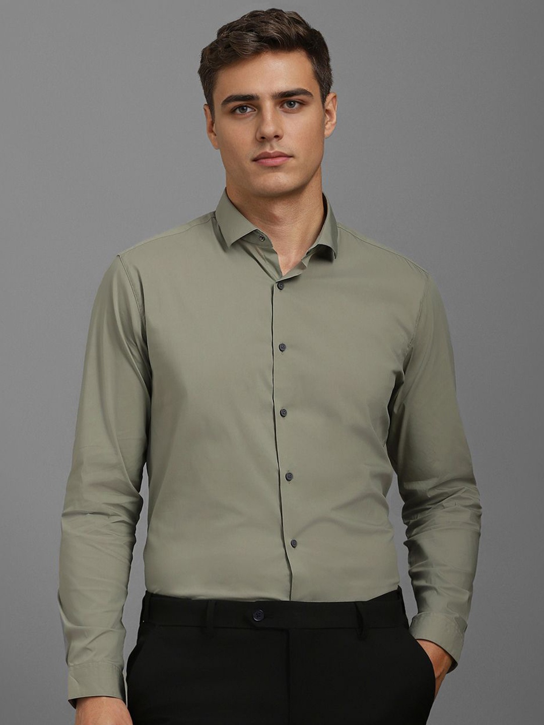 

Louis Philippe Sport Men Super Slim Fit Solid Casual Shirt, Olive