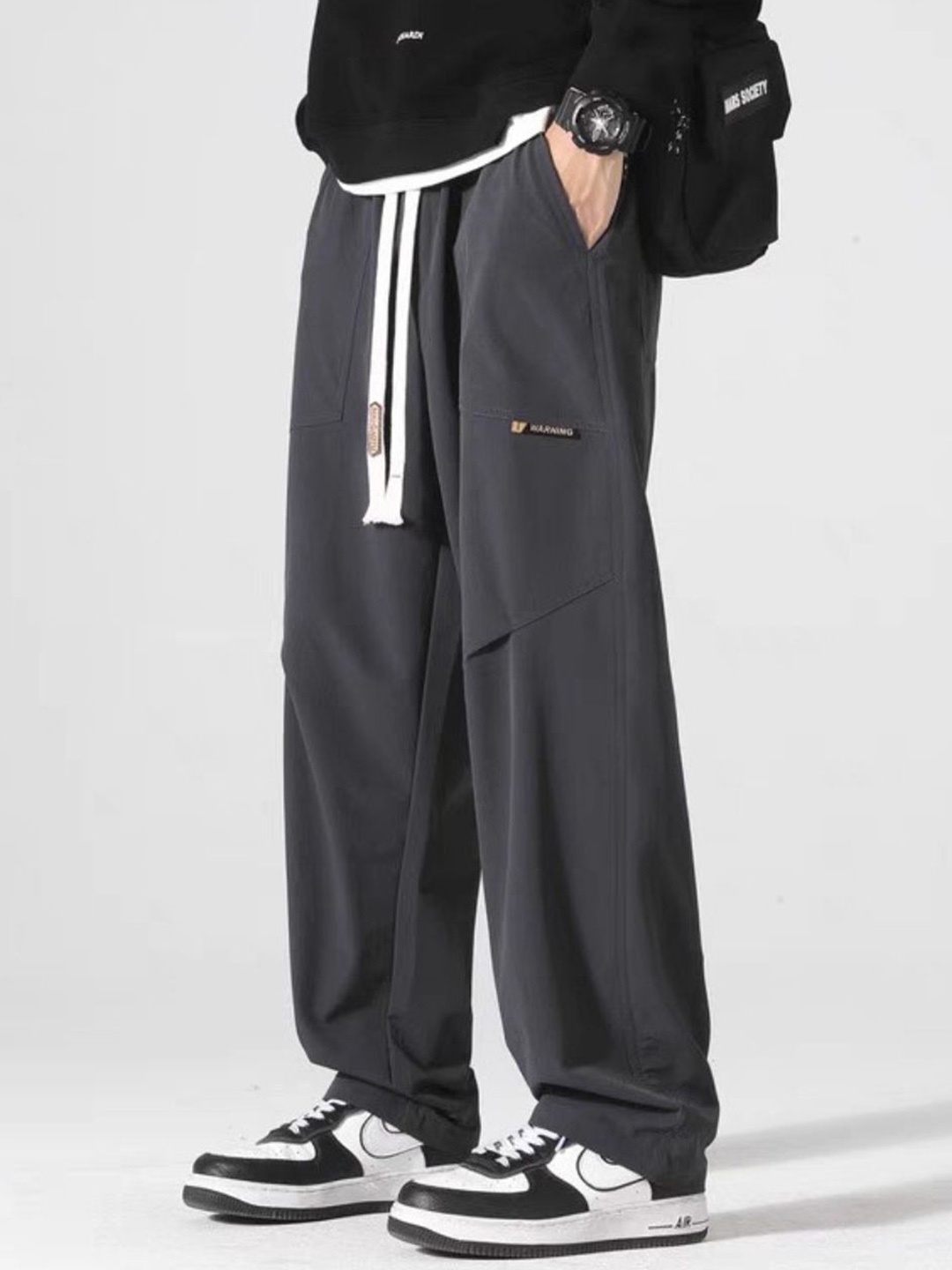 

StyleCast Men Straight Fit Mid-Rise Cotton Korean Pant, Grey
