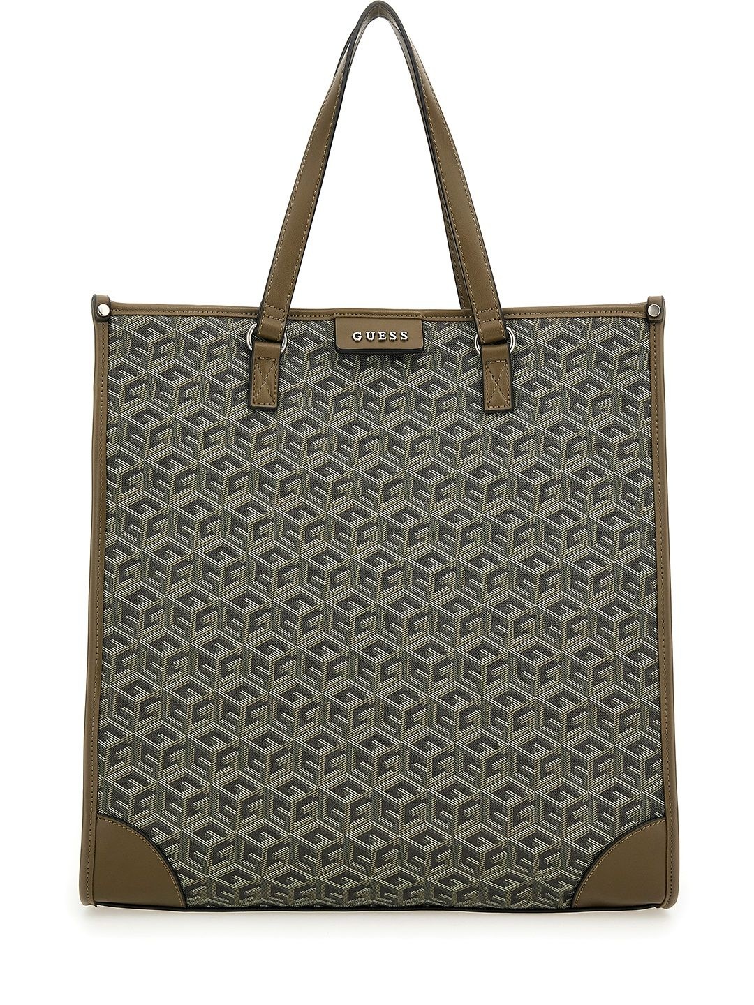 

GUESS Men Geometric Printed Shopper Tote Bag, Green