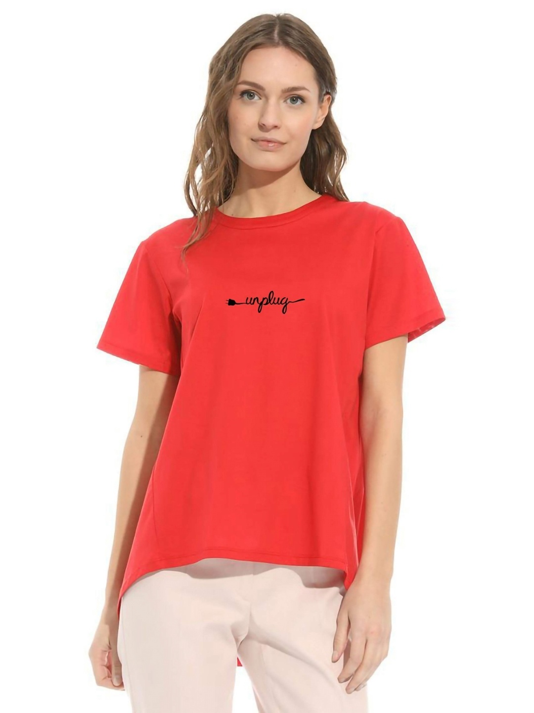 

VLAM Women Typography Printed T-shirt, Red