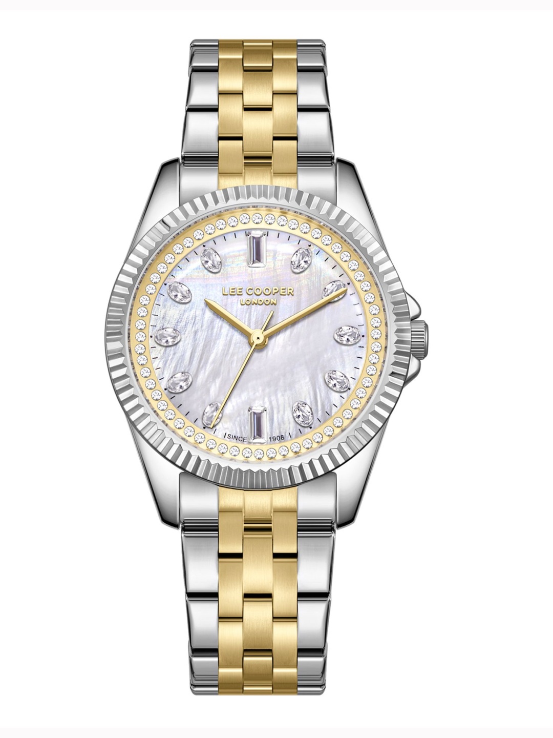 

Lee Cooper Women Brass Dial & Stainless Steel Bracelet Style Straps Analogue Watch LC08033.220, White