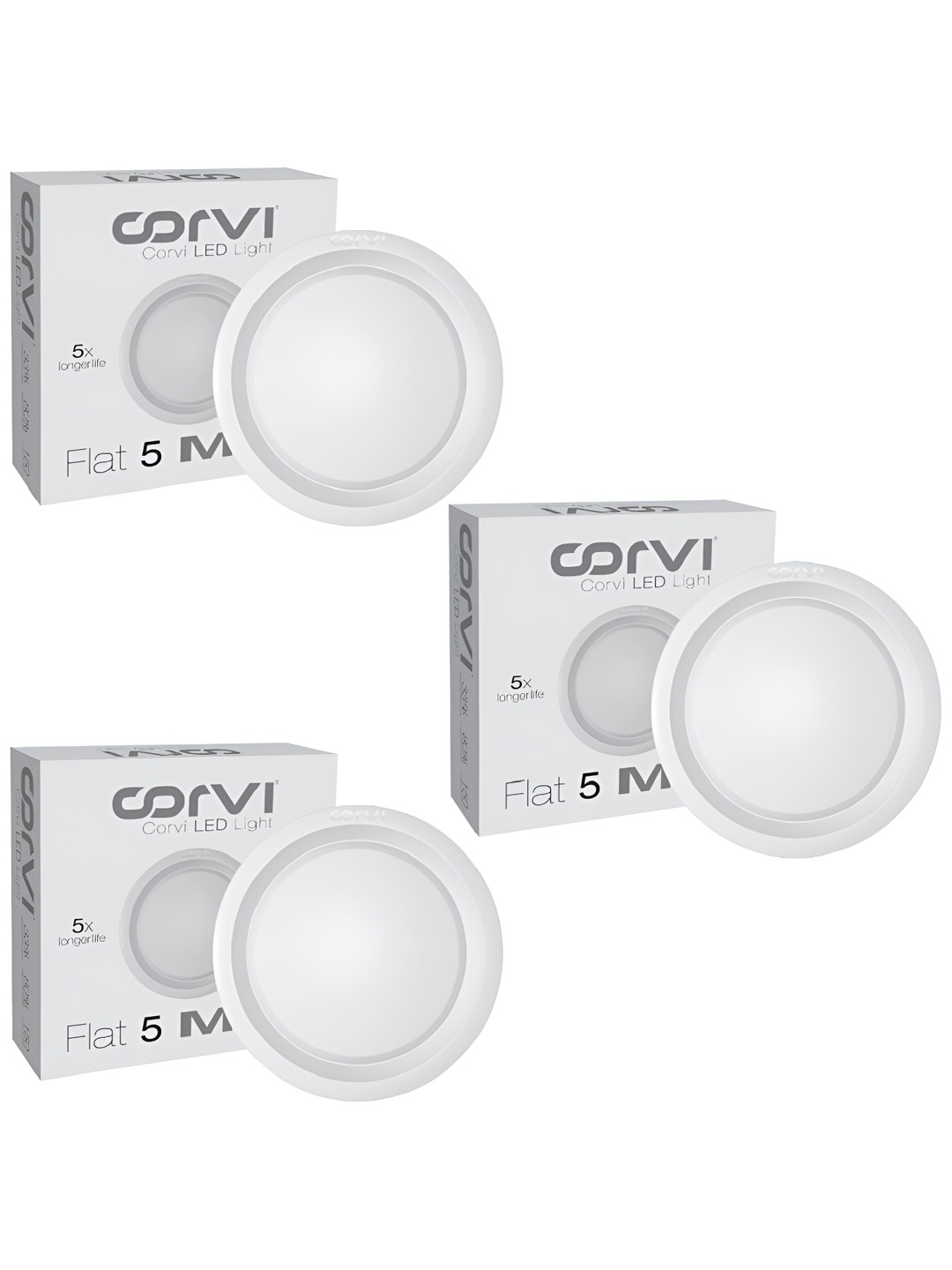 

Corvi White 3 Pieces LED Flat Surface 5 Round 18W Ceiling Panel Lights