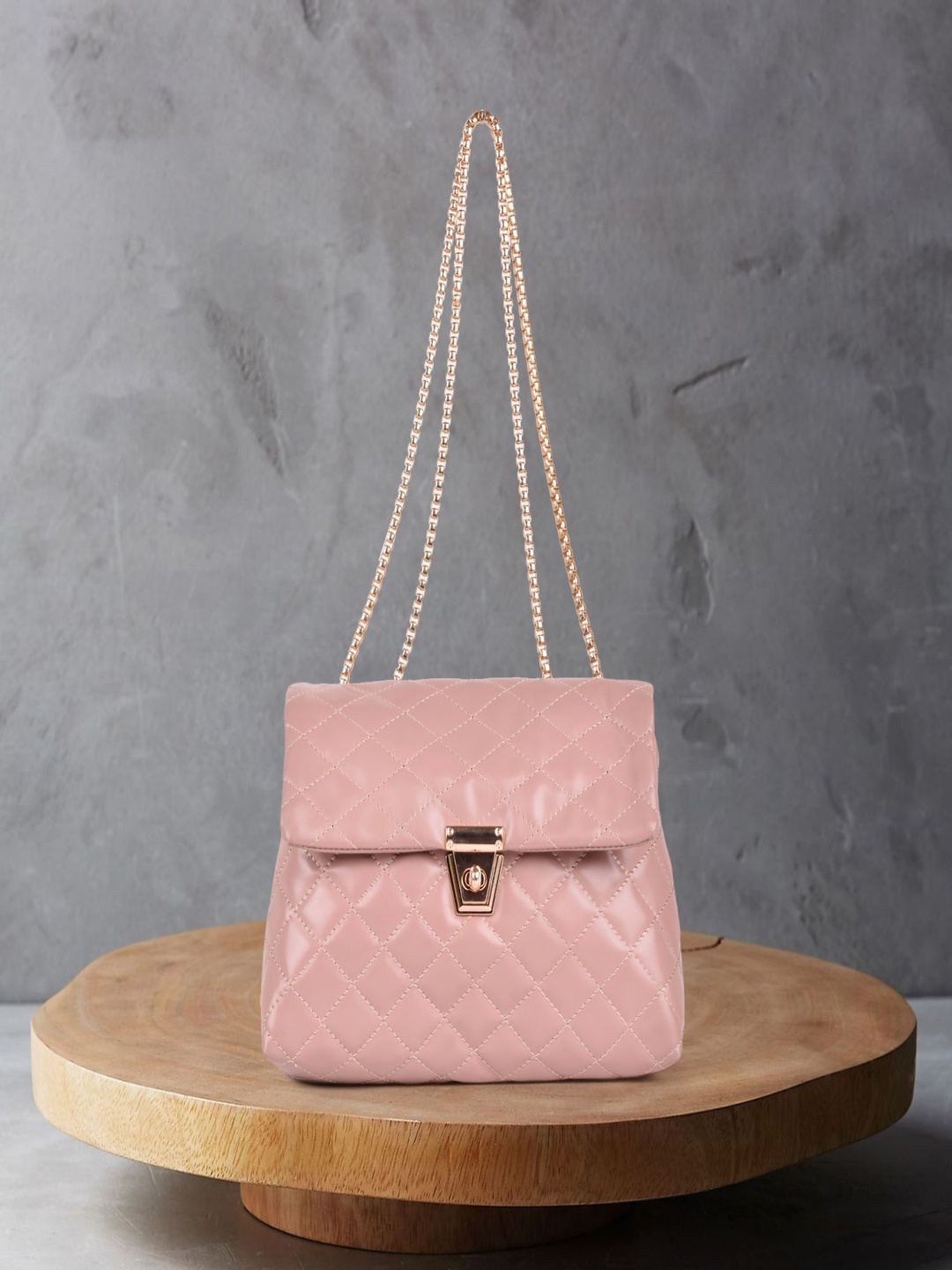 

GRAADA Women Solid Structured Leather Sling Bag, Pink